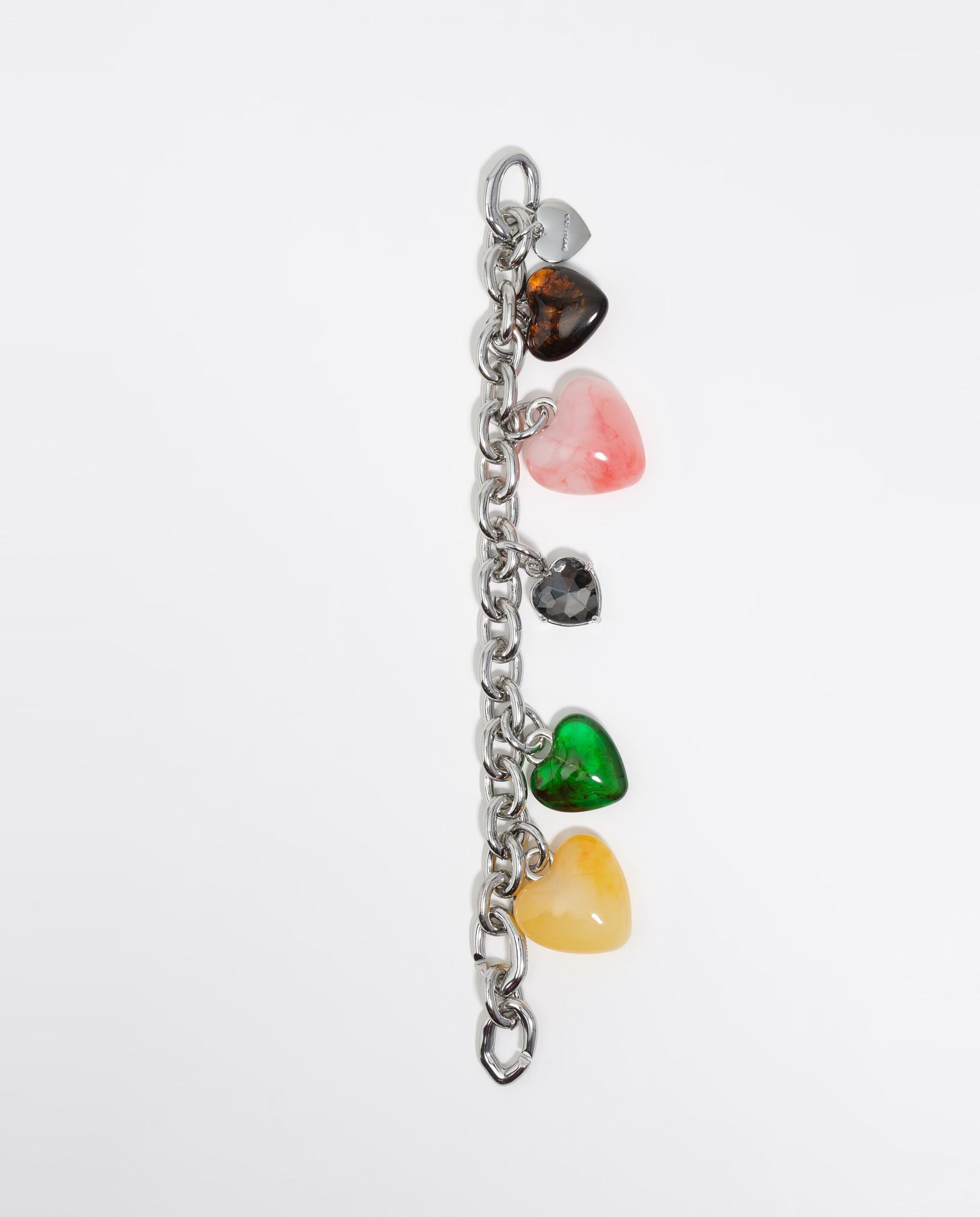Pulseira Corações de Resina Multicolor Verde-2