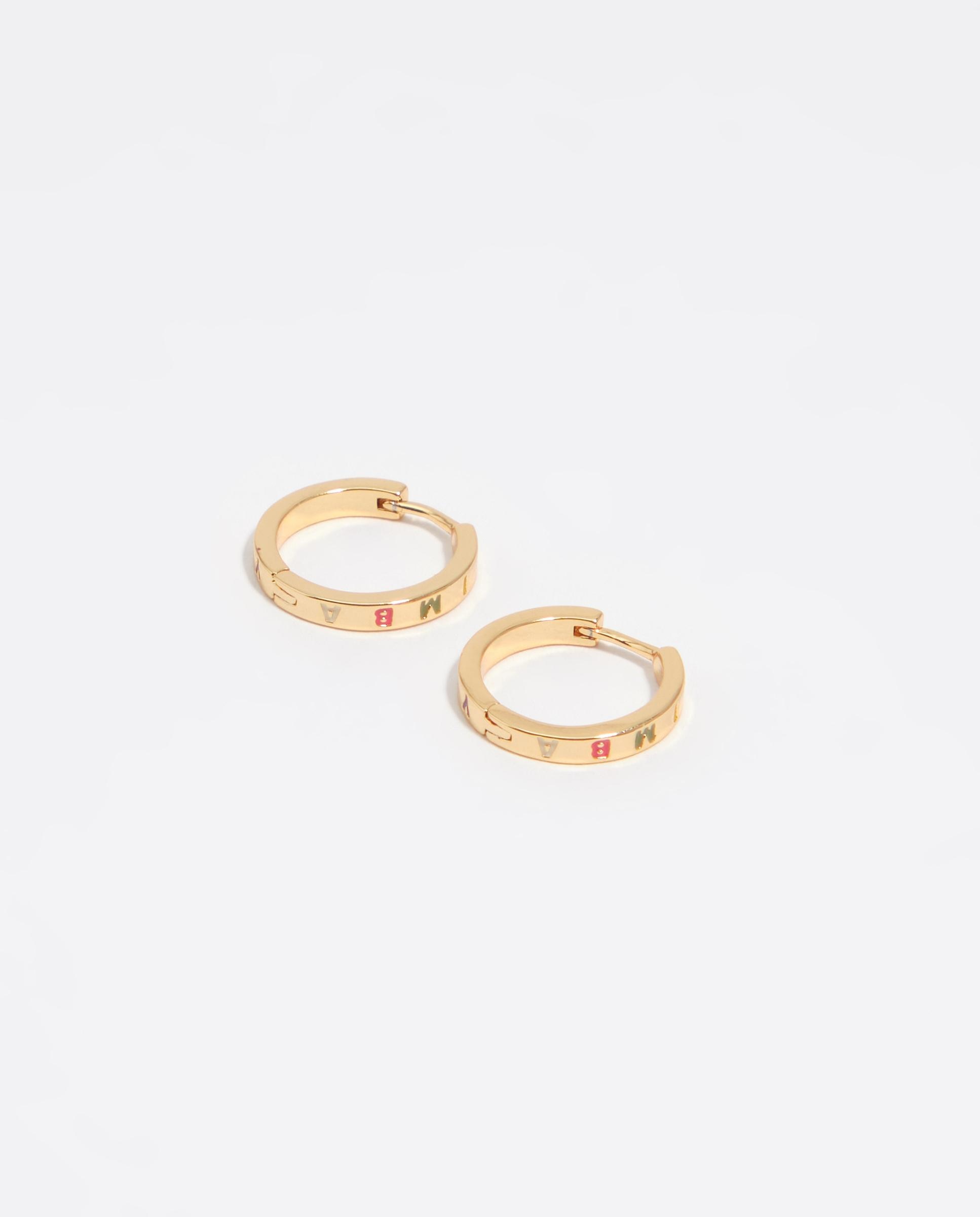 Brincos de Aro Dourado com Logo Multicolor Dourado-3