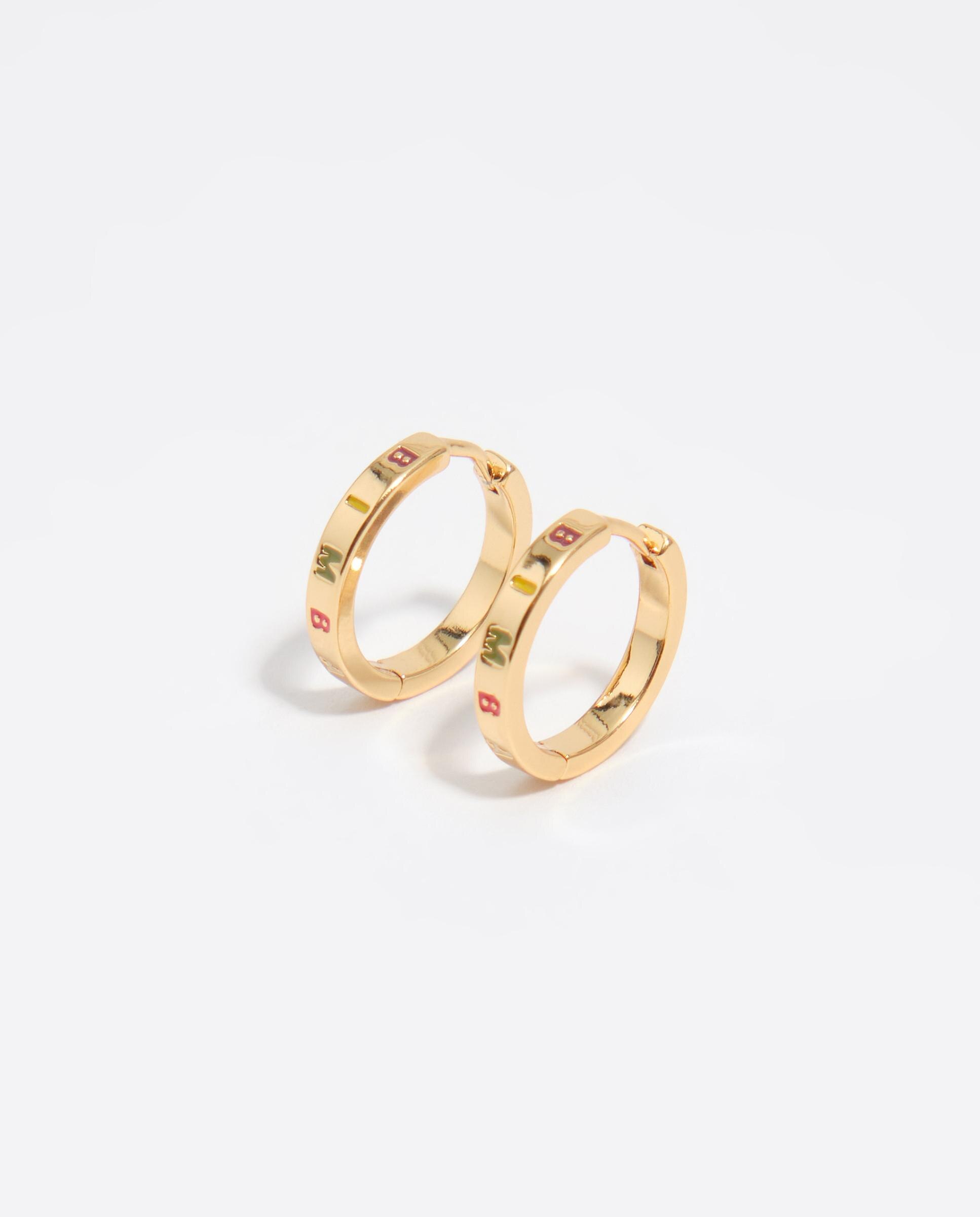 Brincos de Aro Dourado com Logo Multicolor Dourado-4