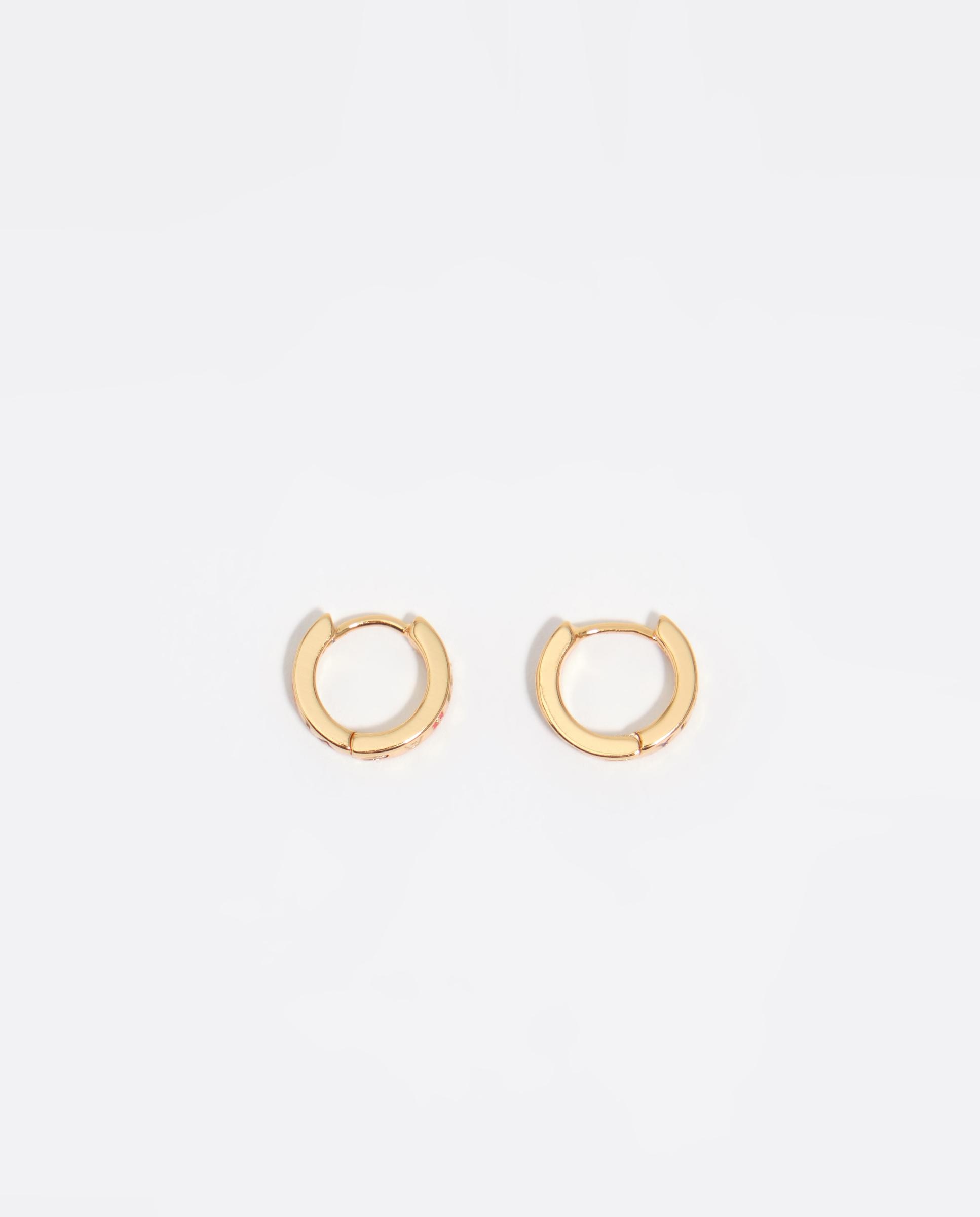 Brincos de Aro Mini Dourado com Logo Multicolor Dourado-1