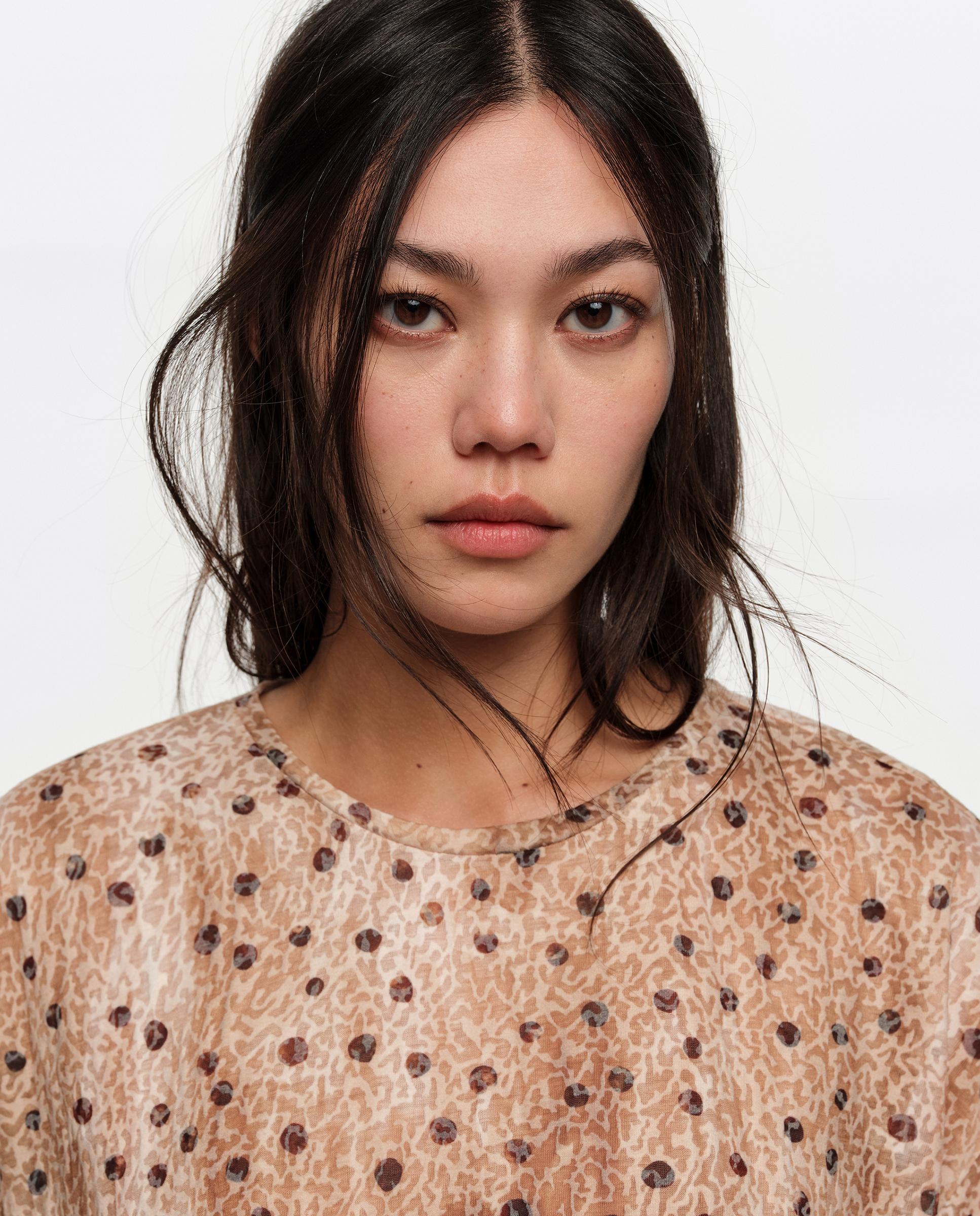 T-shirt Boxy Devore Dots Natural-2