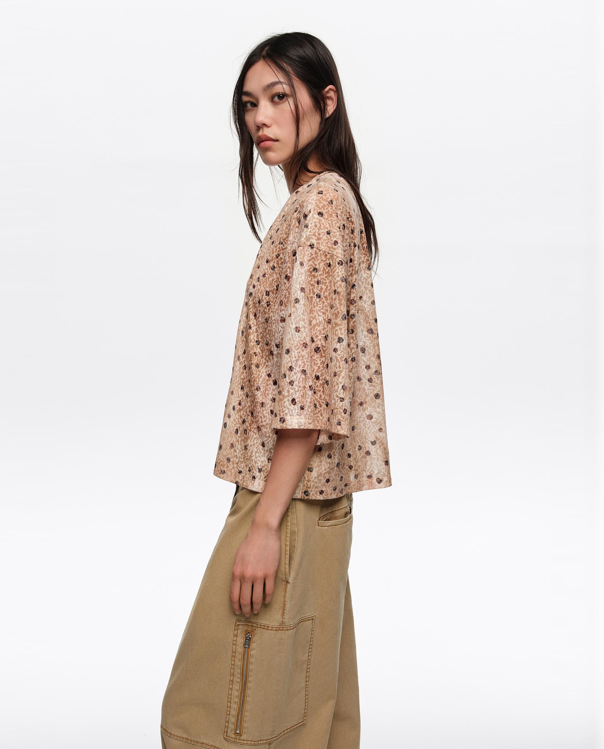 T-shirt Boxy Devore Dots Natural-3
