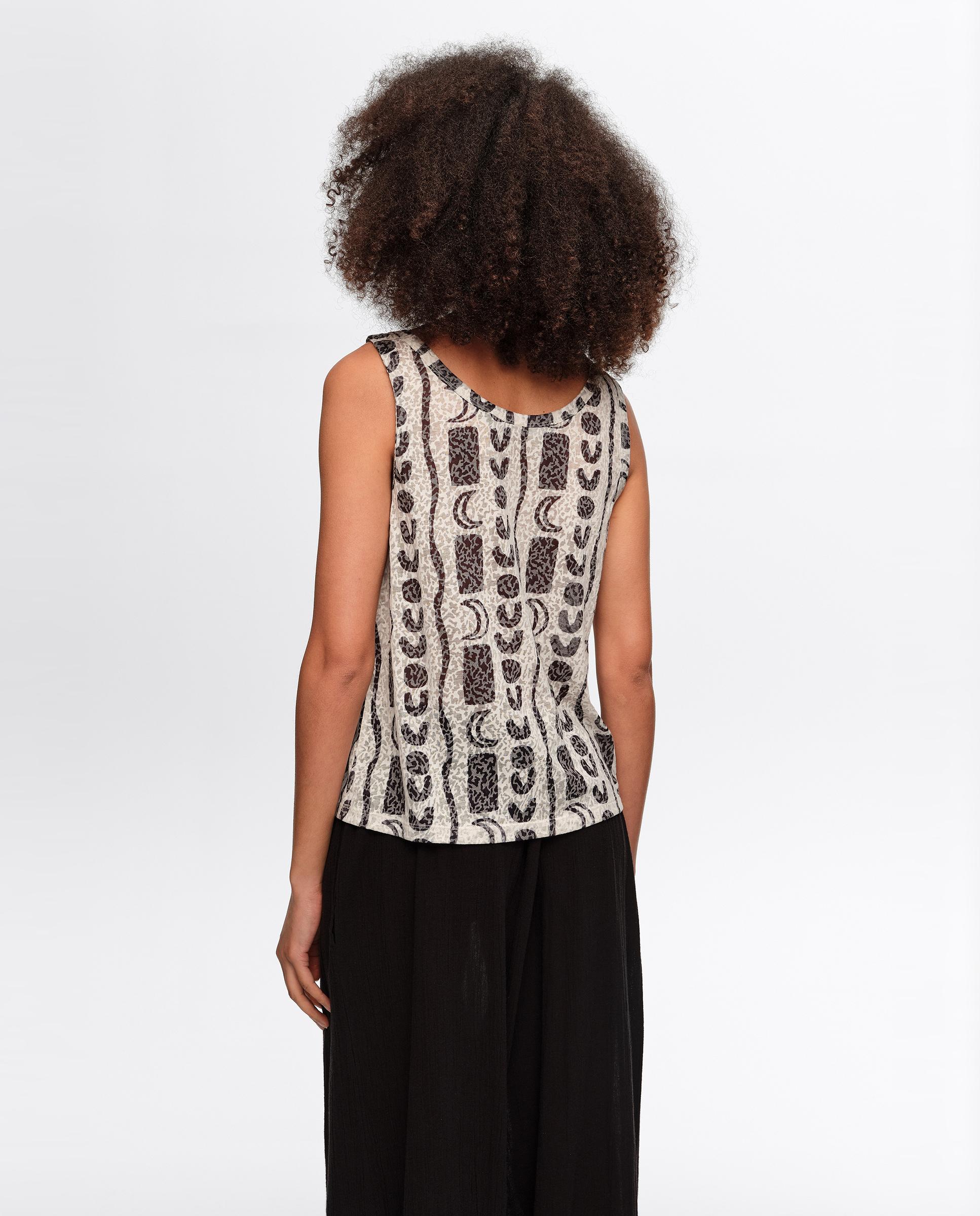 T-shirt de Alças Devoré Moon Stripes Branco-4