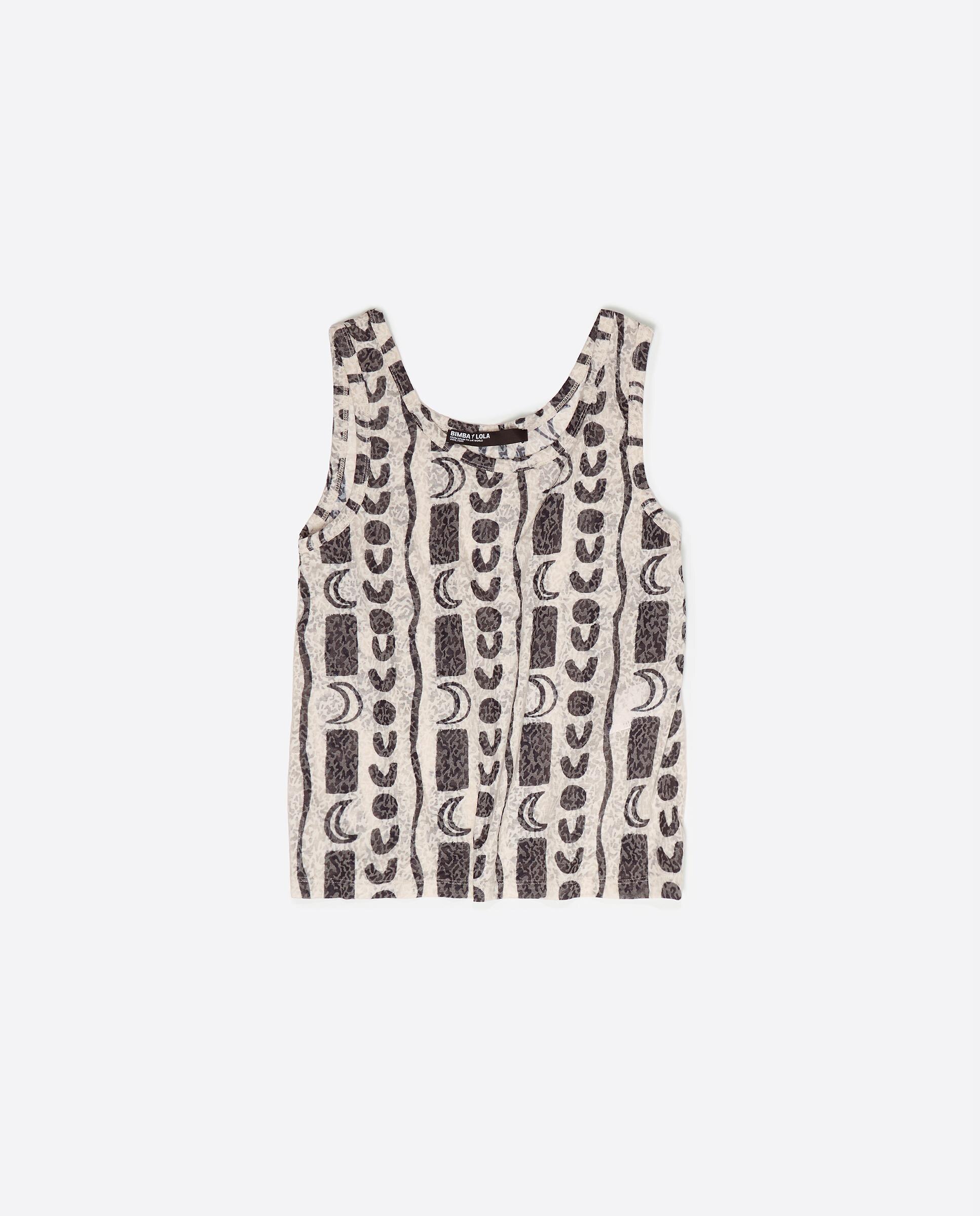 T-shirt de Alças Devoré Moon Stripes Branco-5