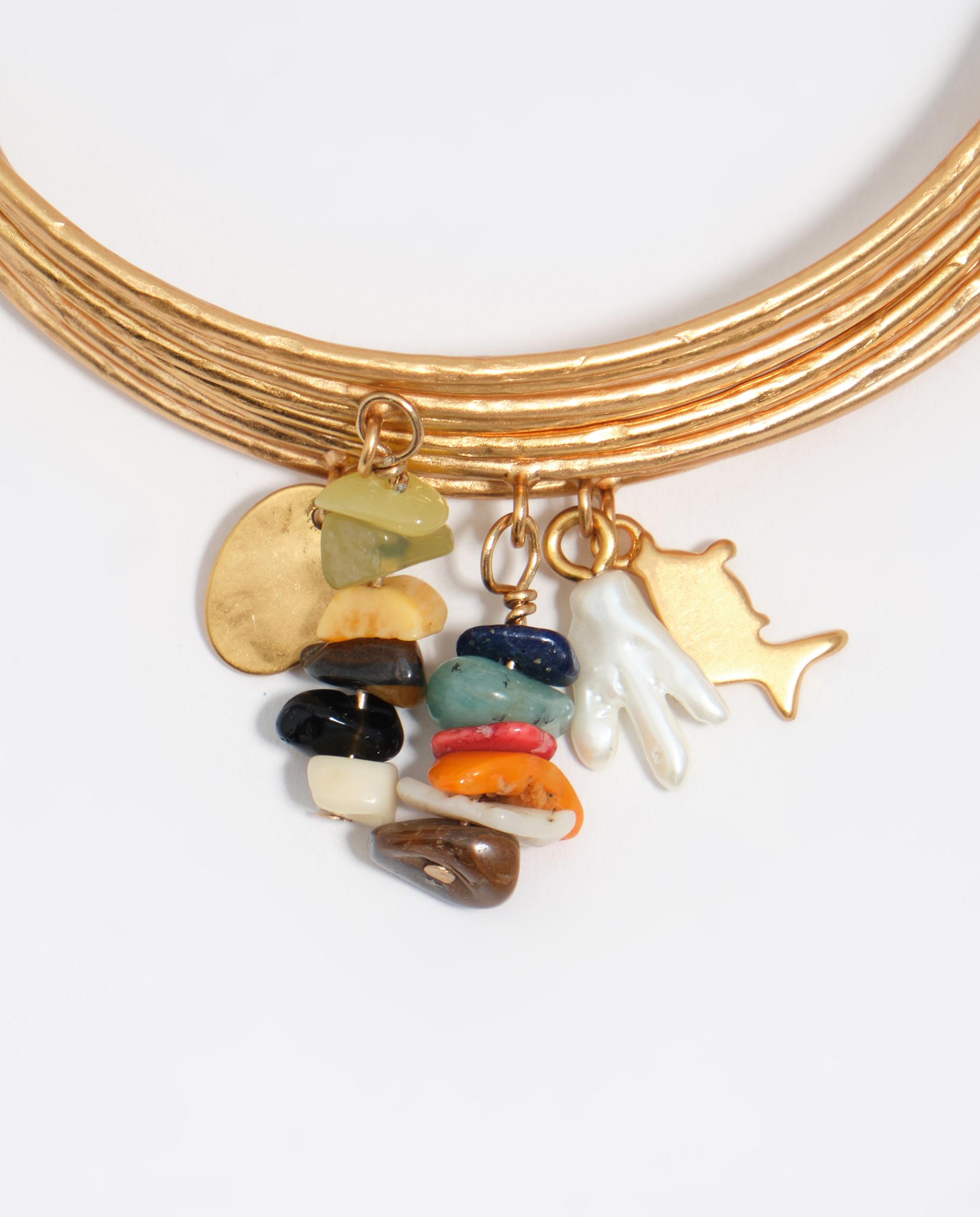 Pulseira Semanário com Pedras e Textura Dourado-4