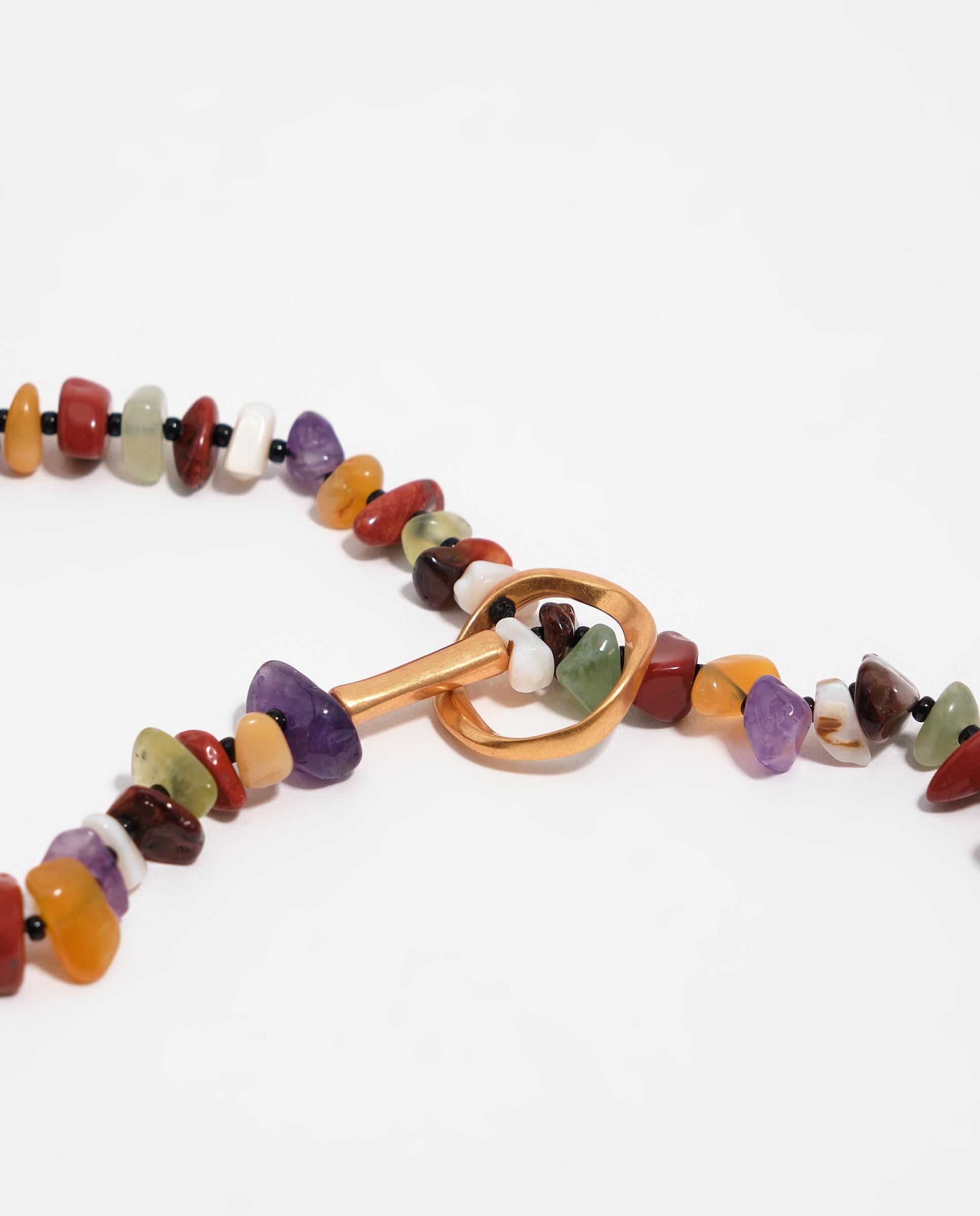 Colar Comprido Pedras Laranja-3