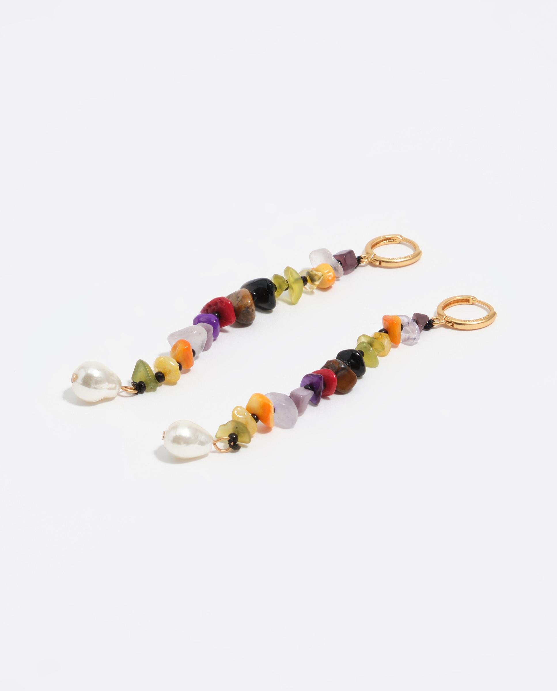 Brincos de Aro com Pedras Multicolor Roxo-3