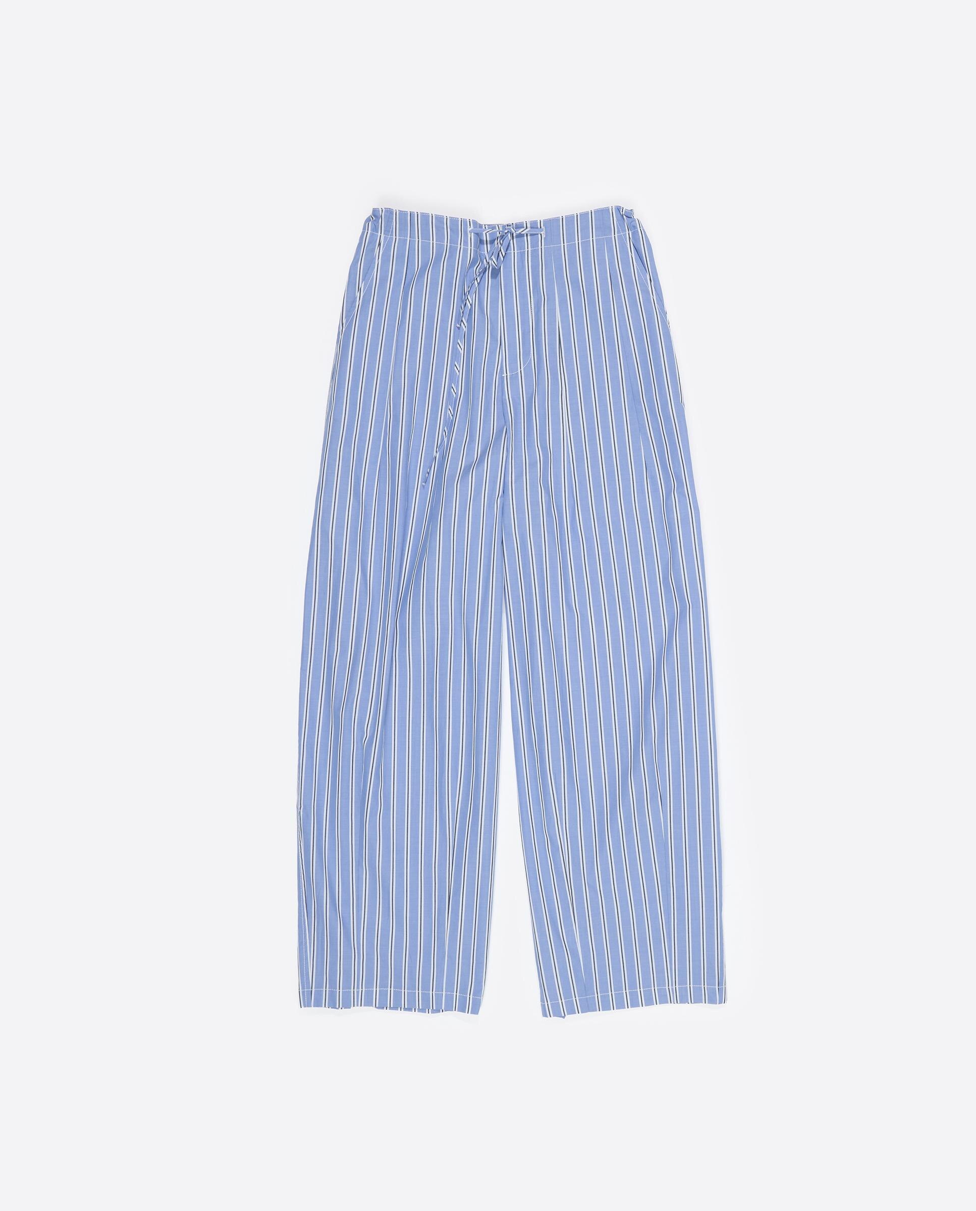 Calças Jogger em Algodão Às Riscas Azul-6