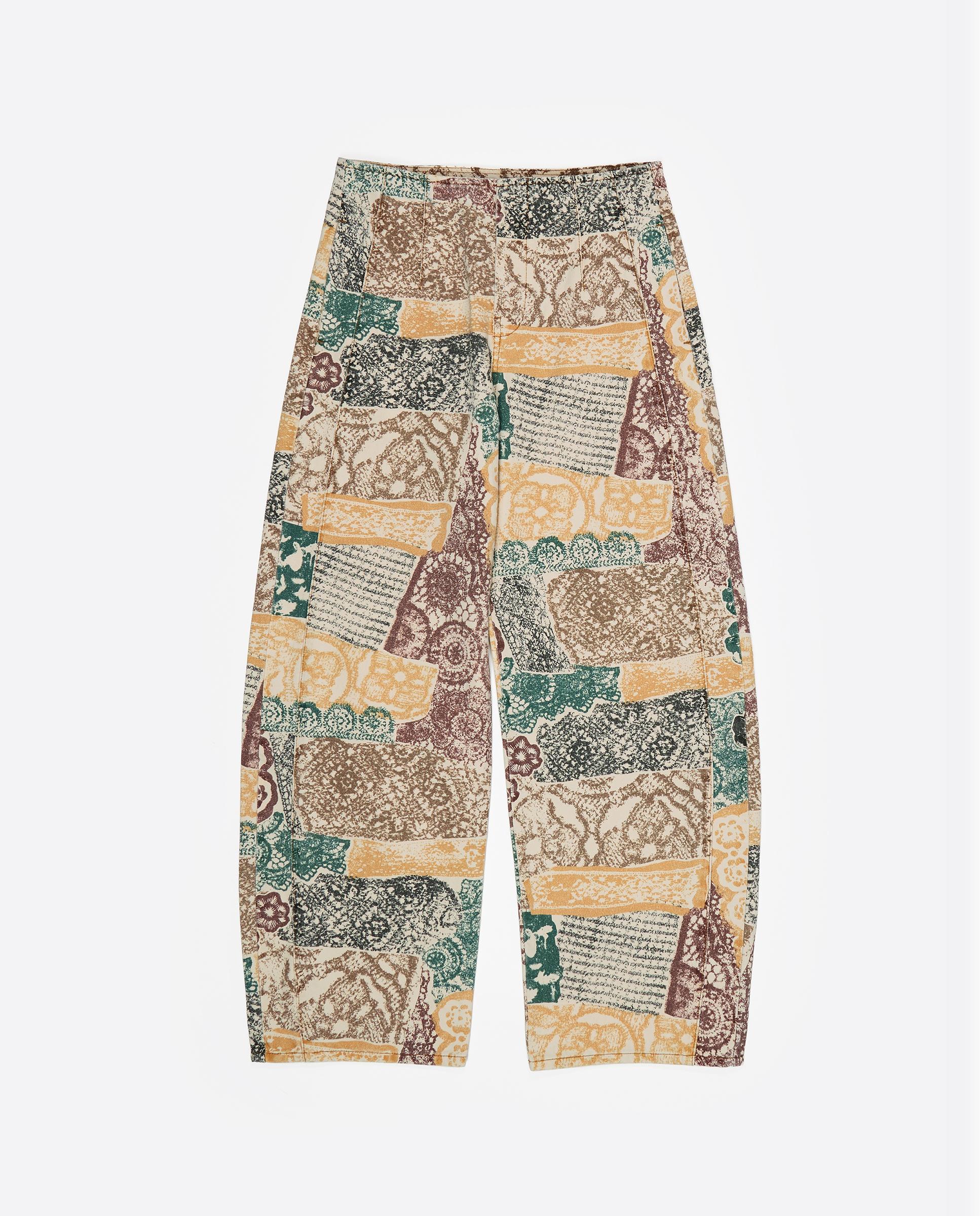 Calças Largas Barrel Denim Fivela Lace Marfim-6