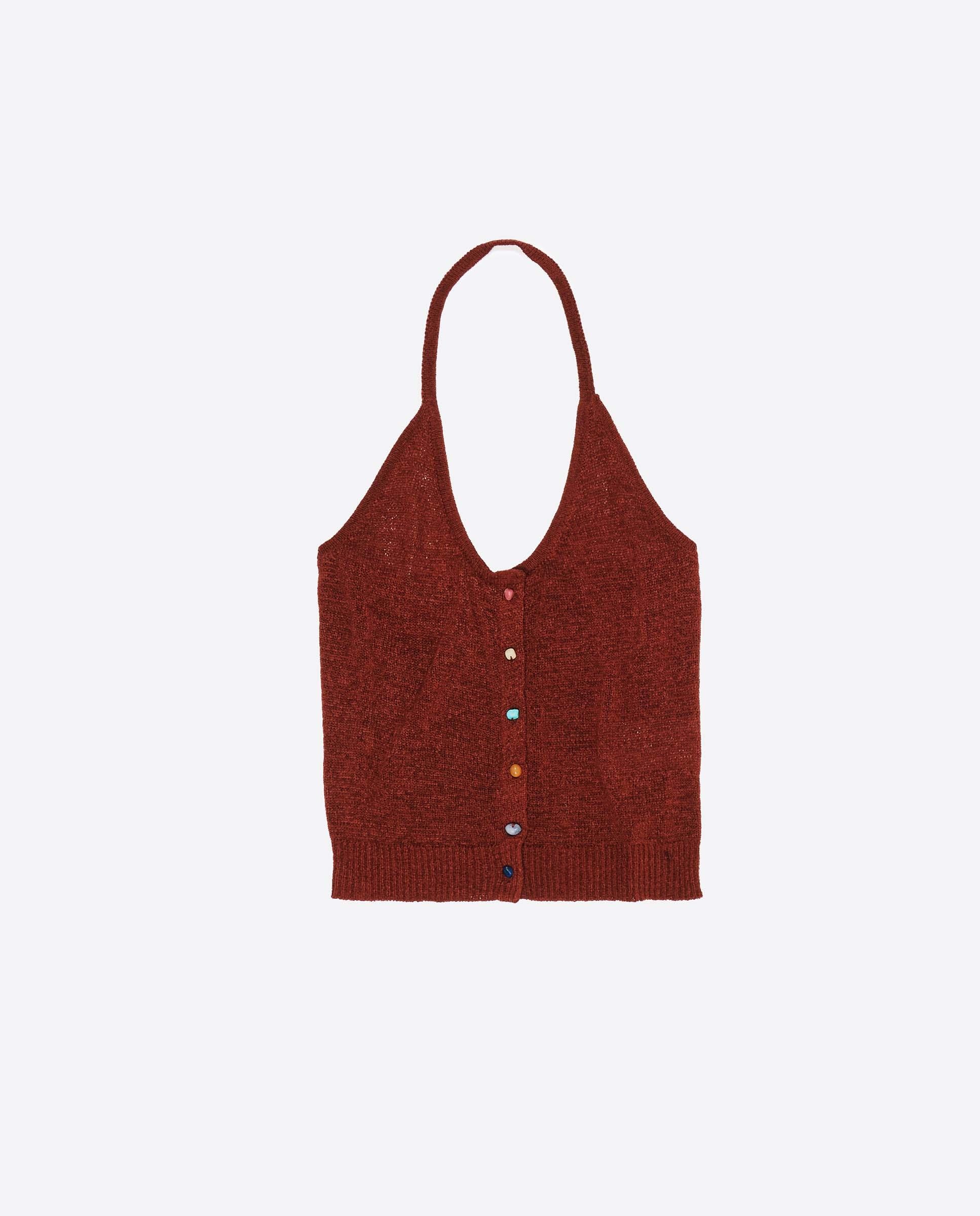 Top Halter Pedras Castanho-5