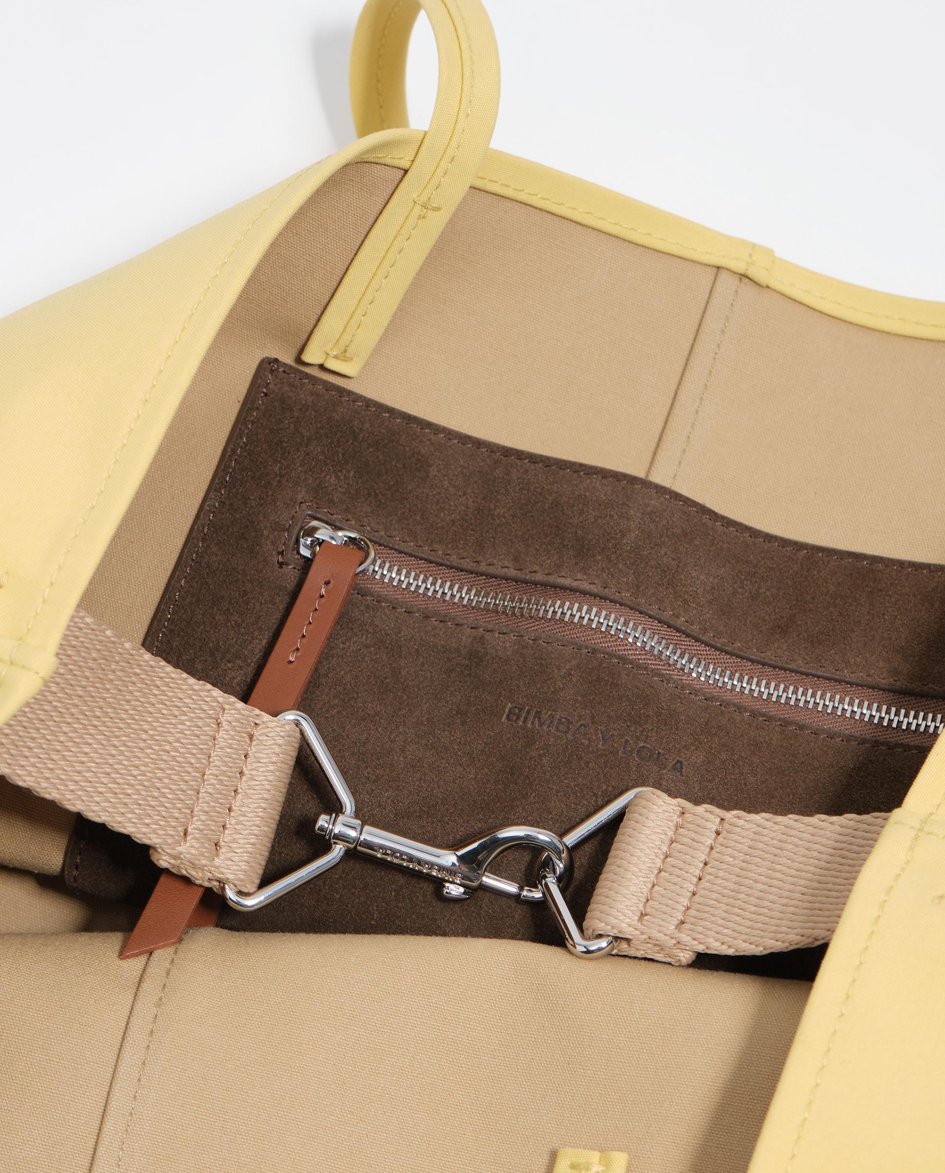 Mala de Ombro Tipo Shopper Grande Gabardina Amarelo-4