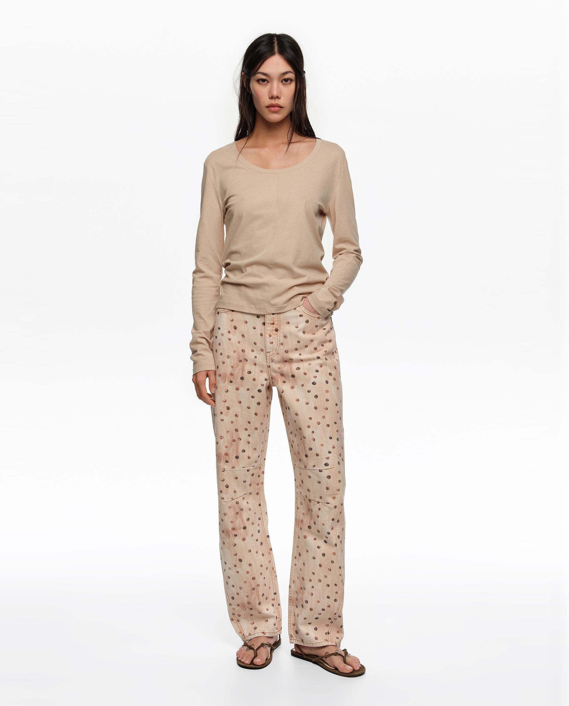 Imagem 0 de Calças Retas Denim Dots