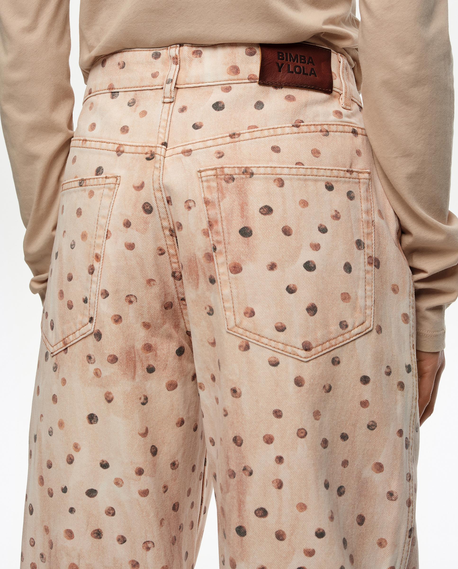 Calças Retas Denim Dots Natural-2
