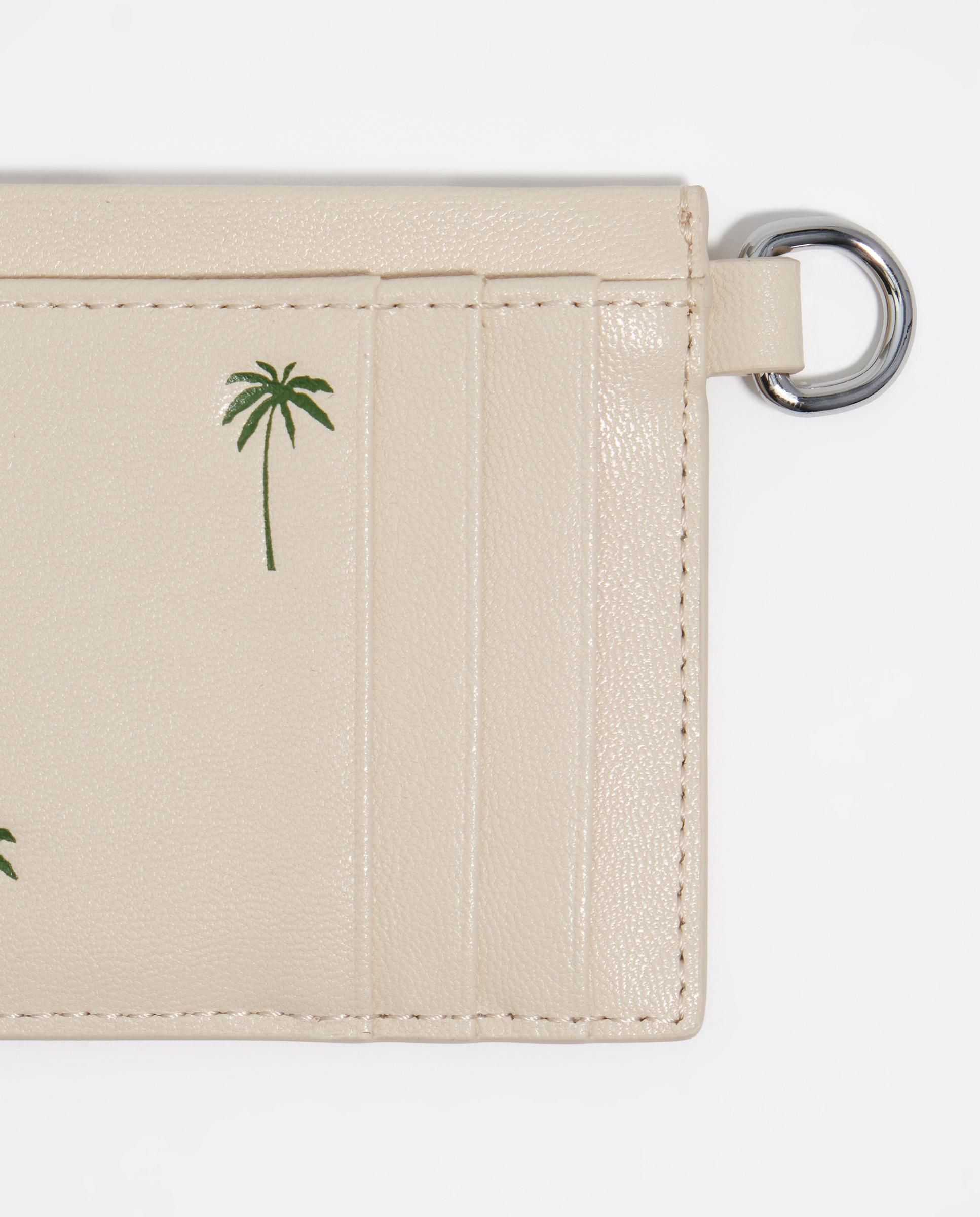 Porta-cartões Pequeno em Pele Palms Bege-2