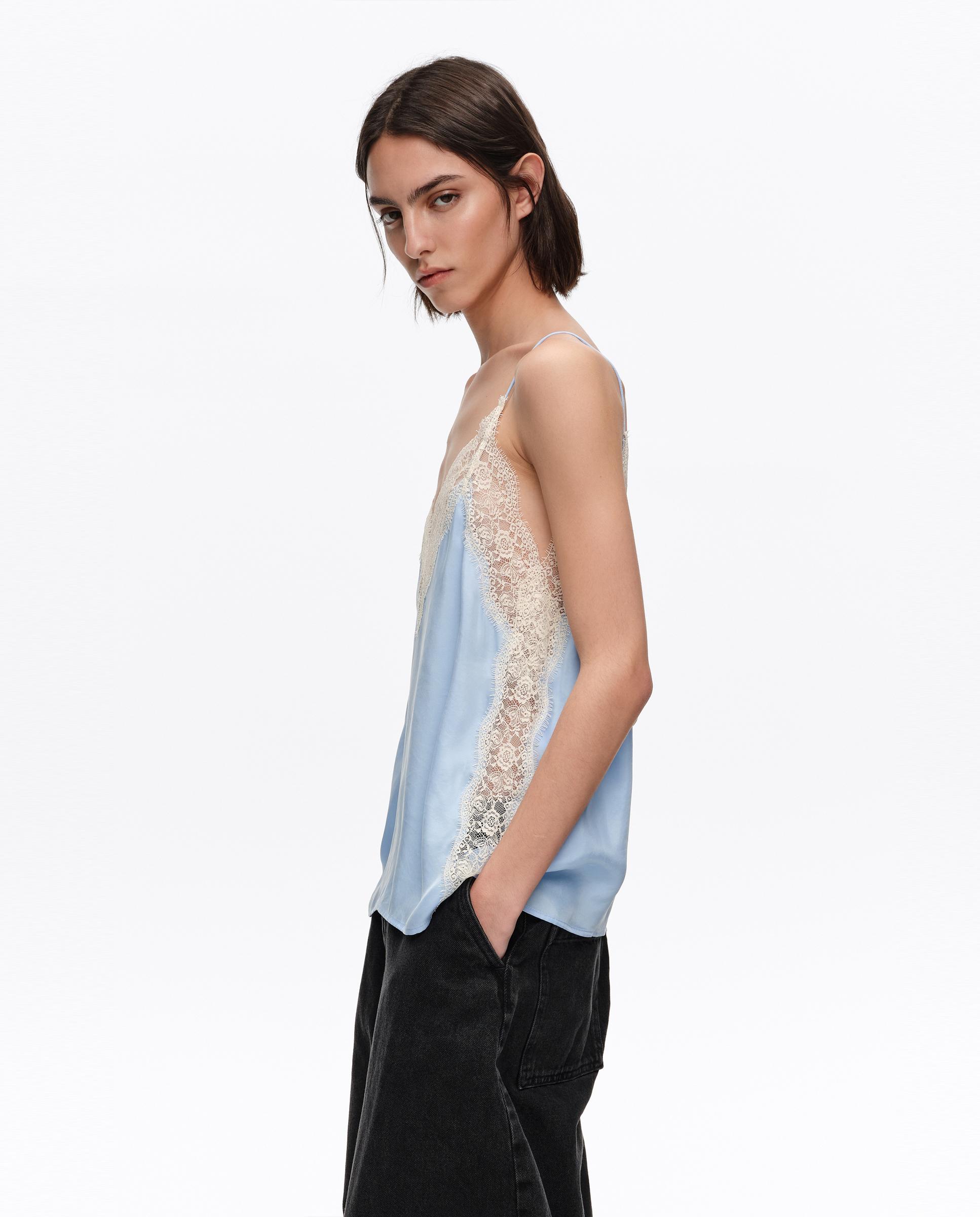 Top de Alças com Renda Azul-claro-3