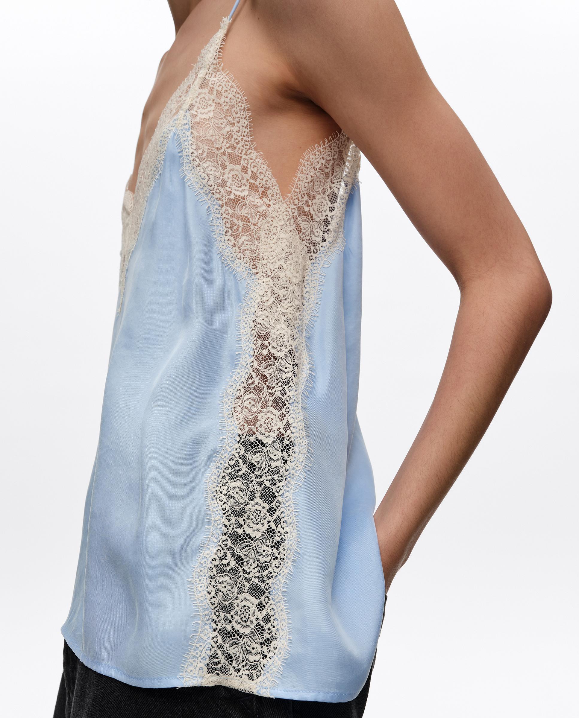 Top de Alças com Renda Azul-claro-5