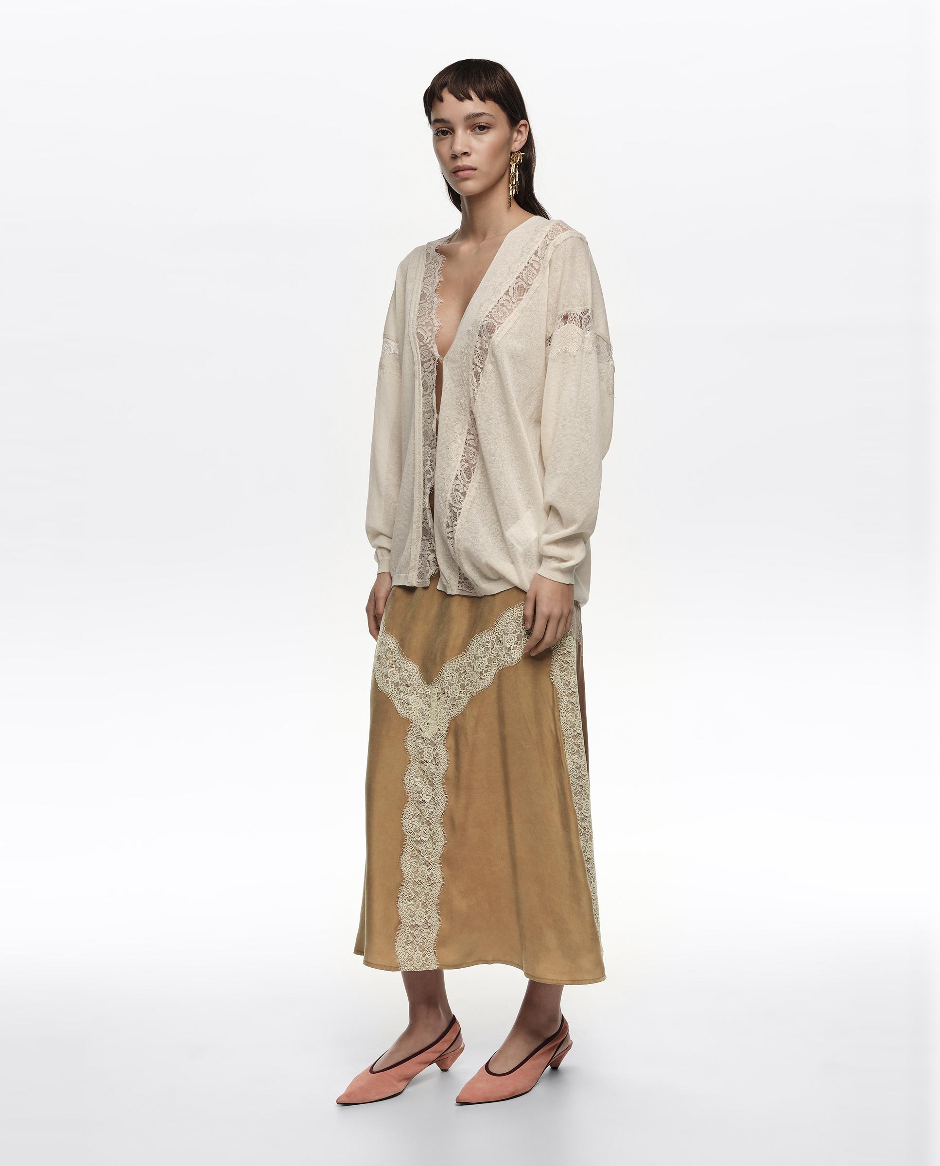 Imagem 0 de Saia Midi Linha a com Rendas