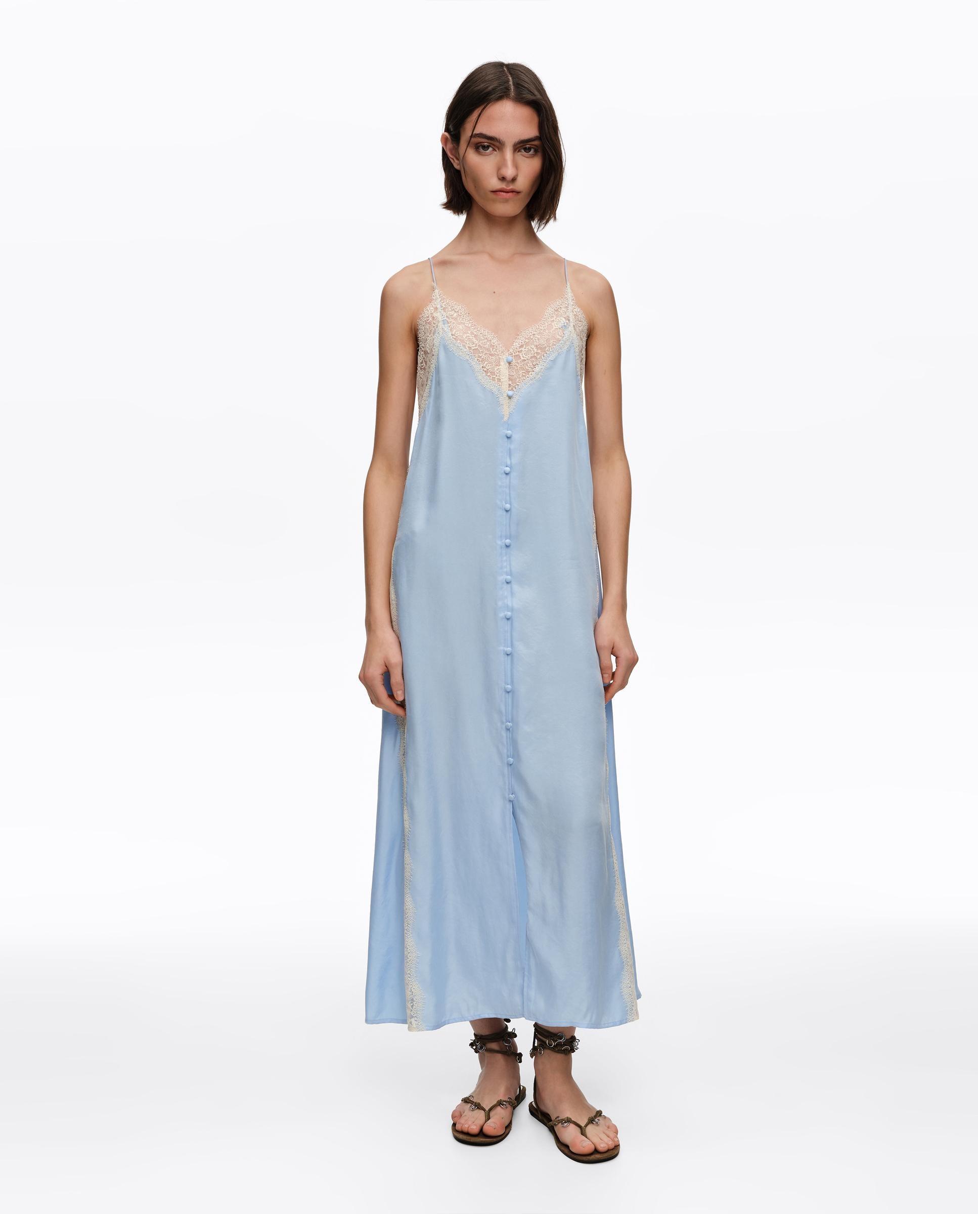 Vestido Lingerie com Rendas em Contraste Azul-claro-1