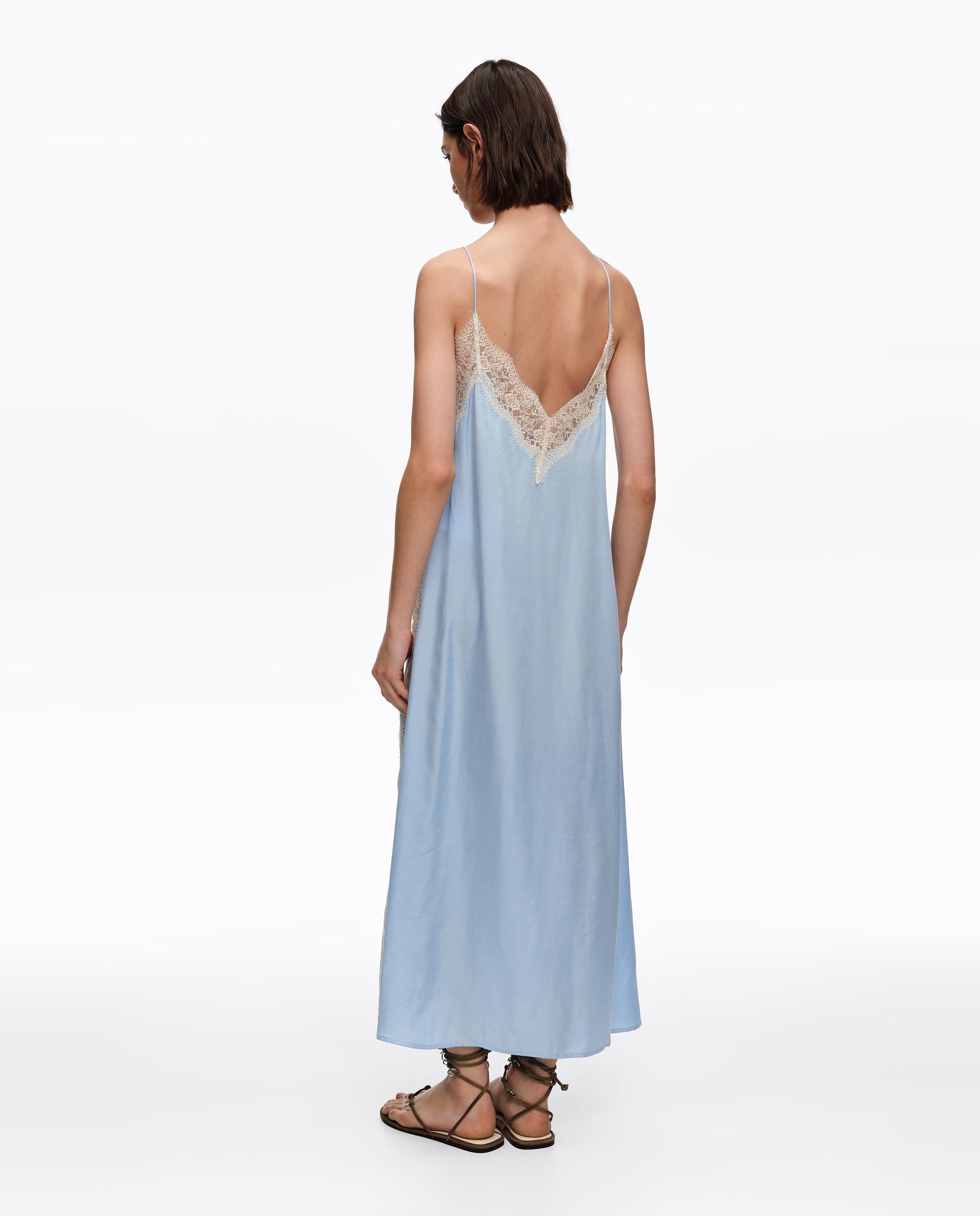 Vestido Lingerie com Rendas em Contraste Azul-claro-2