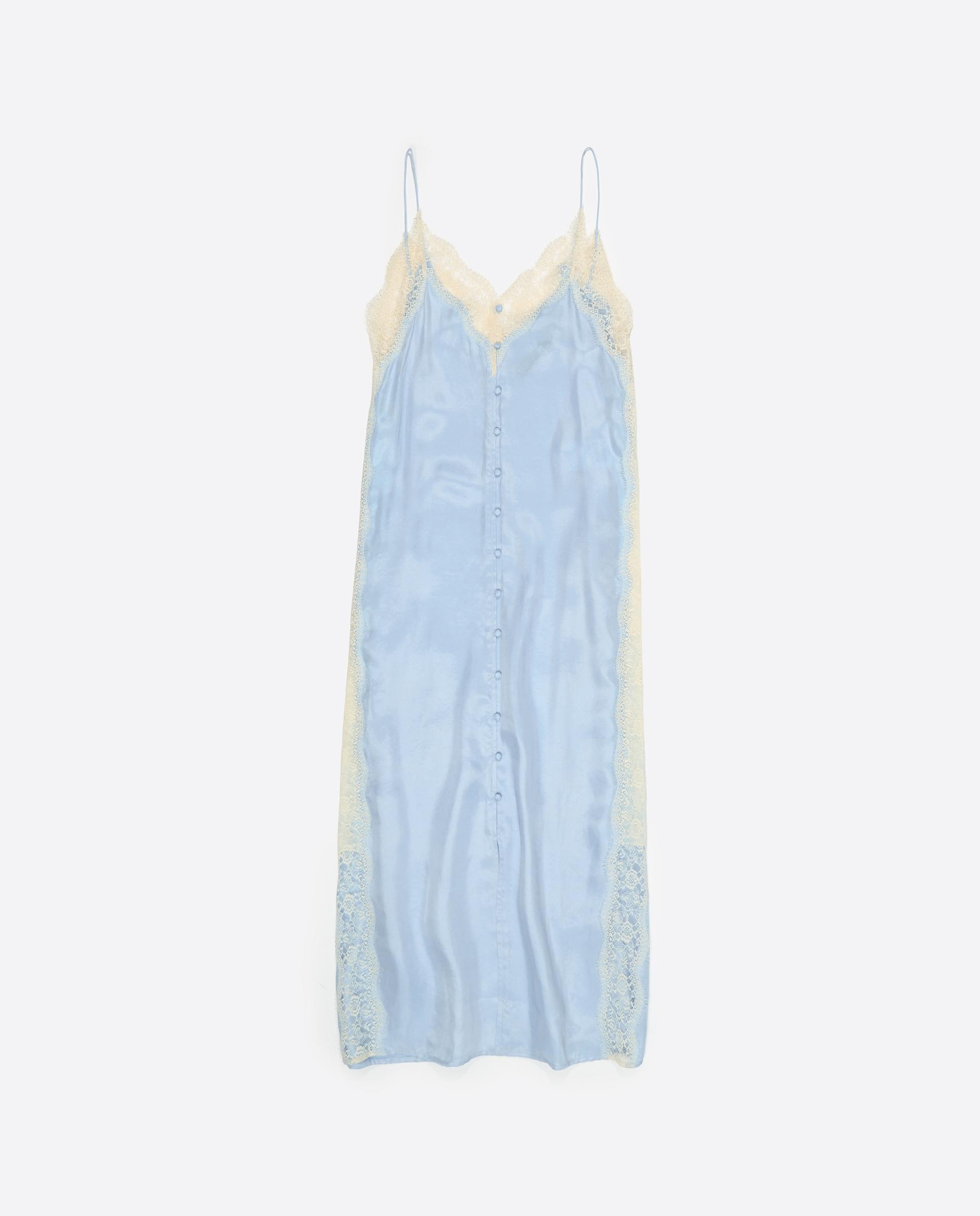 Vestido Lingerie com Rendas em Contraste Azul-claro-5