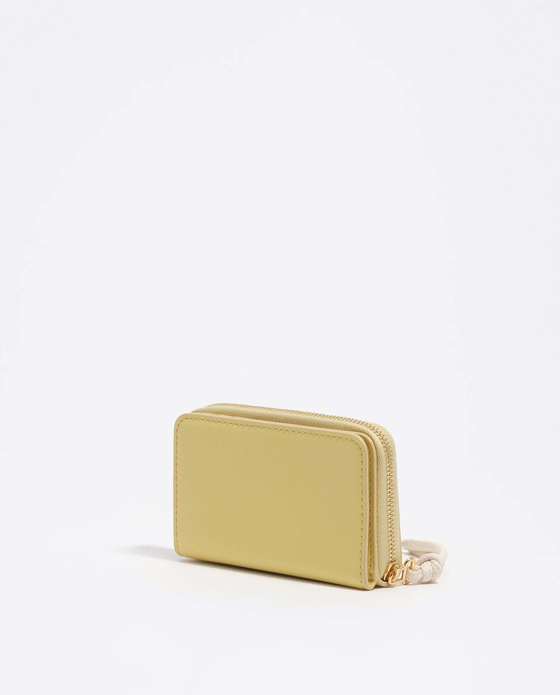 Porta-moedas com Porta-cartões Pele Amarelo-5