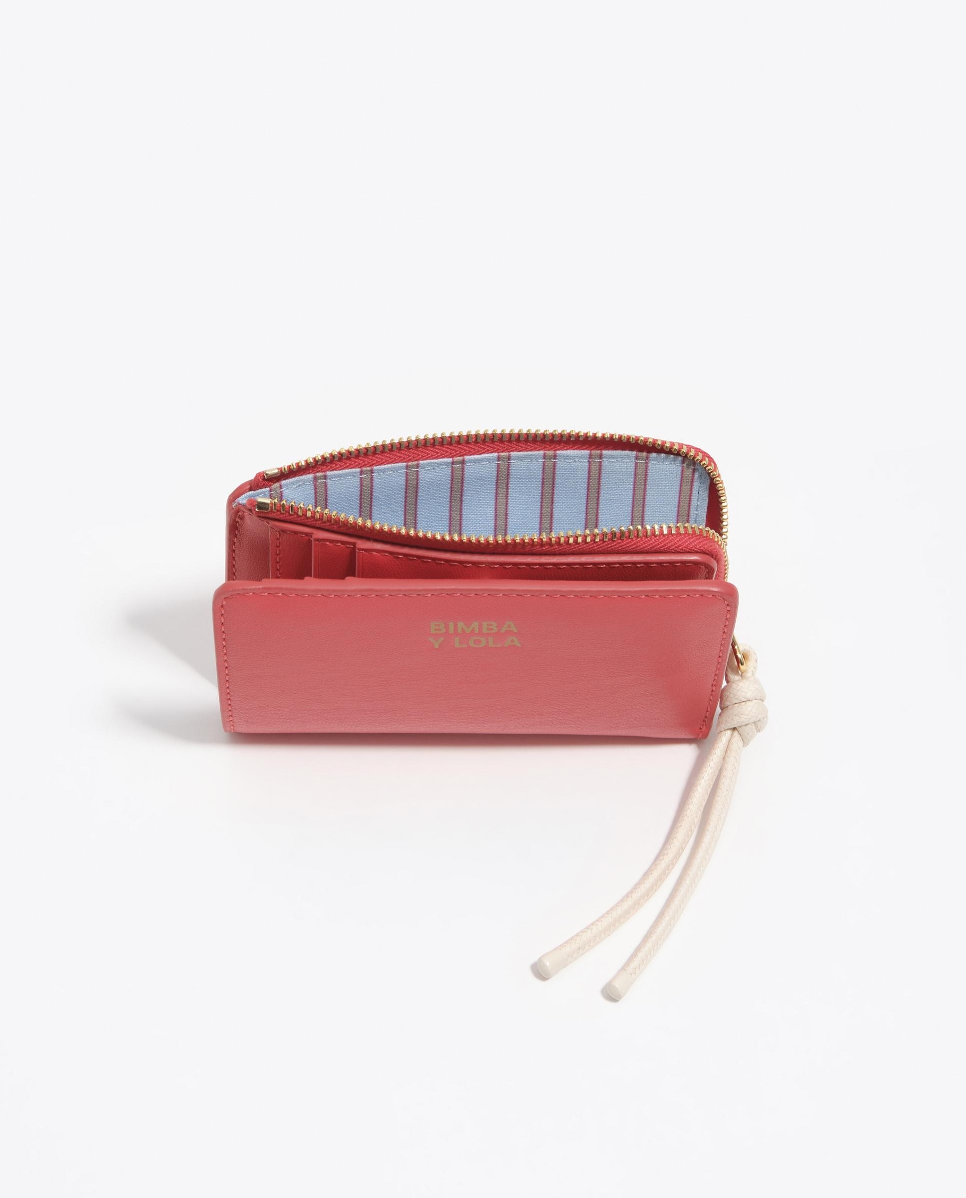 Carteira Compacta com Fecho Zip Vermelho-3