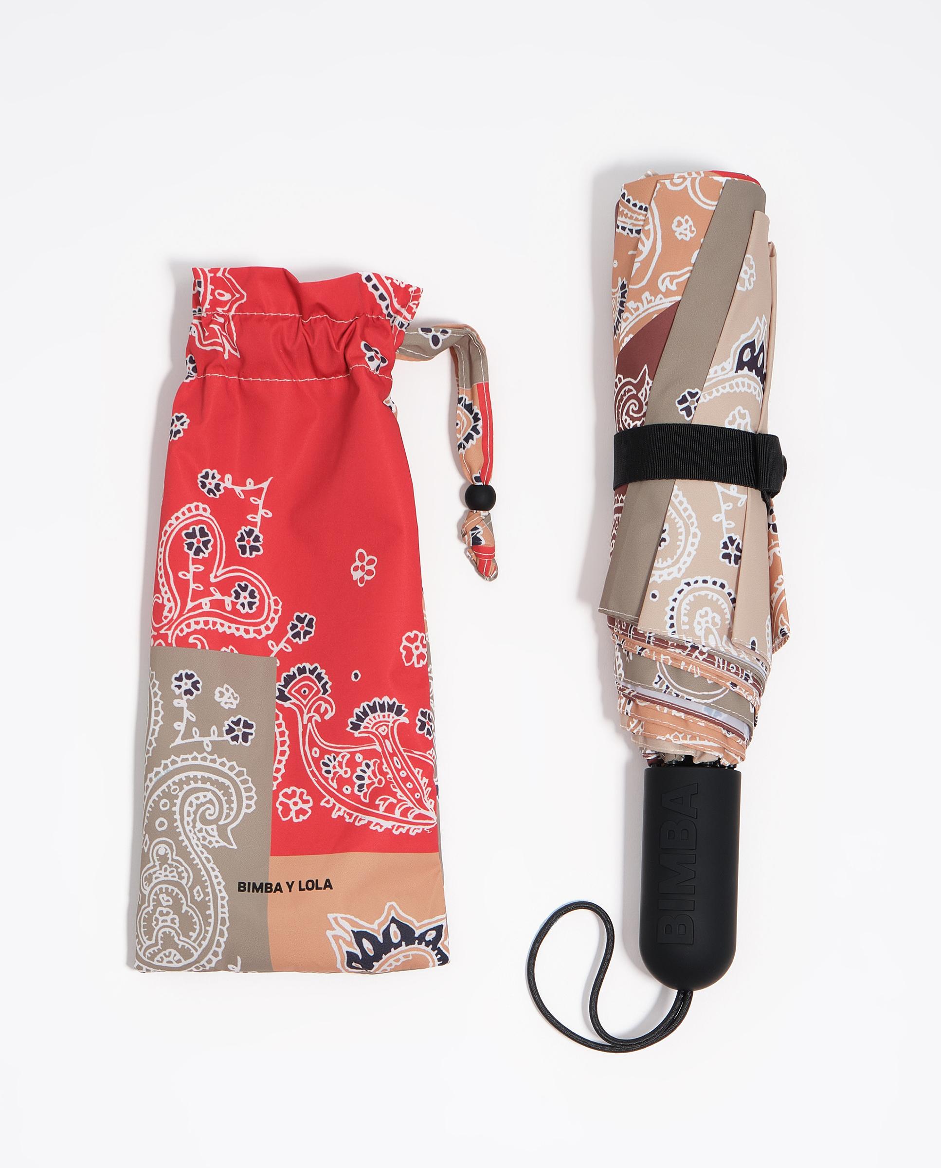 Guarda-chuva Automático com Estampado Patchwork Paisley Vermelho / Cinzento-2