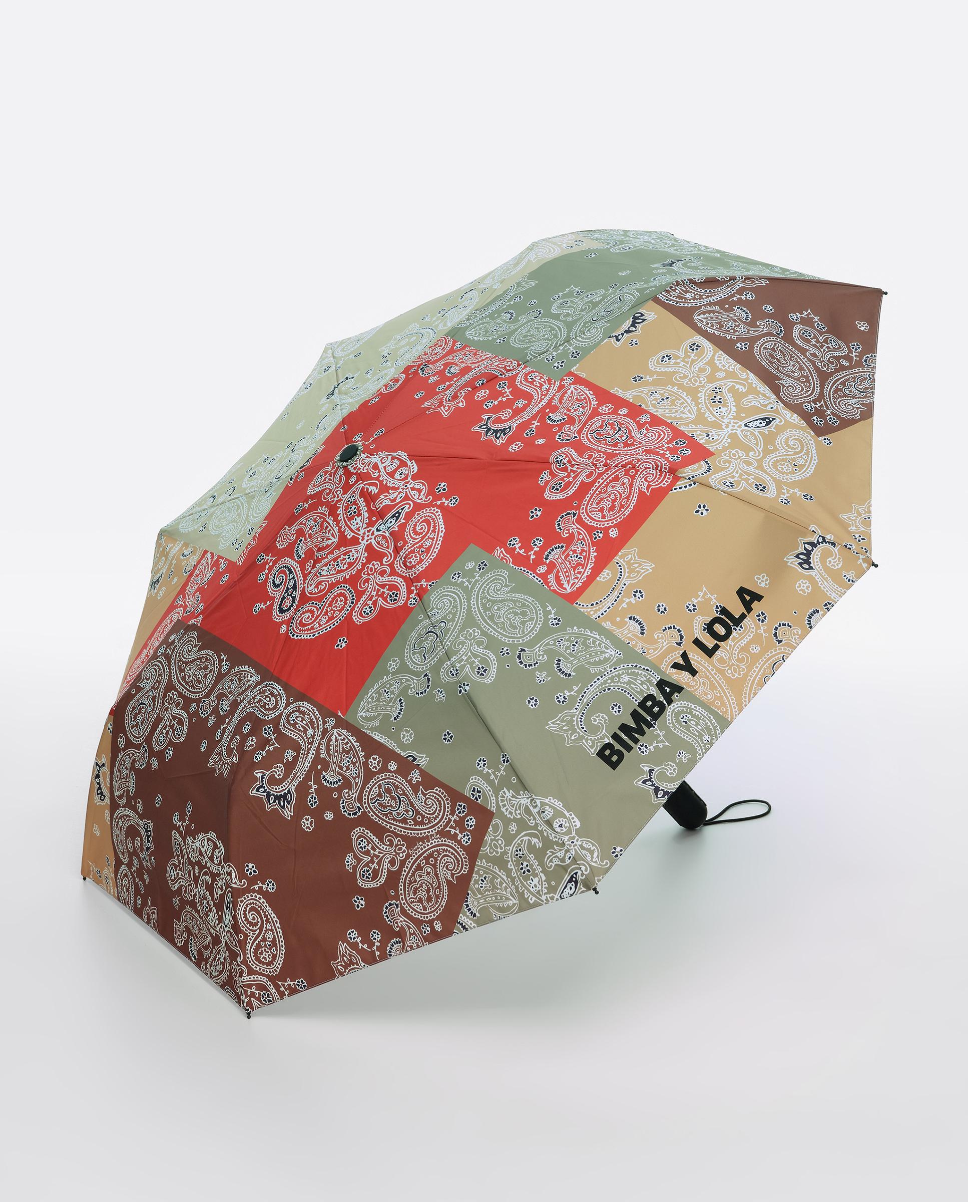 Guarda-chuva Automático com Estampado Patchwork Paisley Vermelho / Cinzento-3