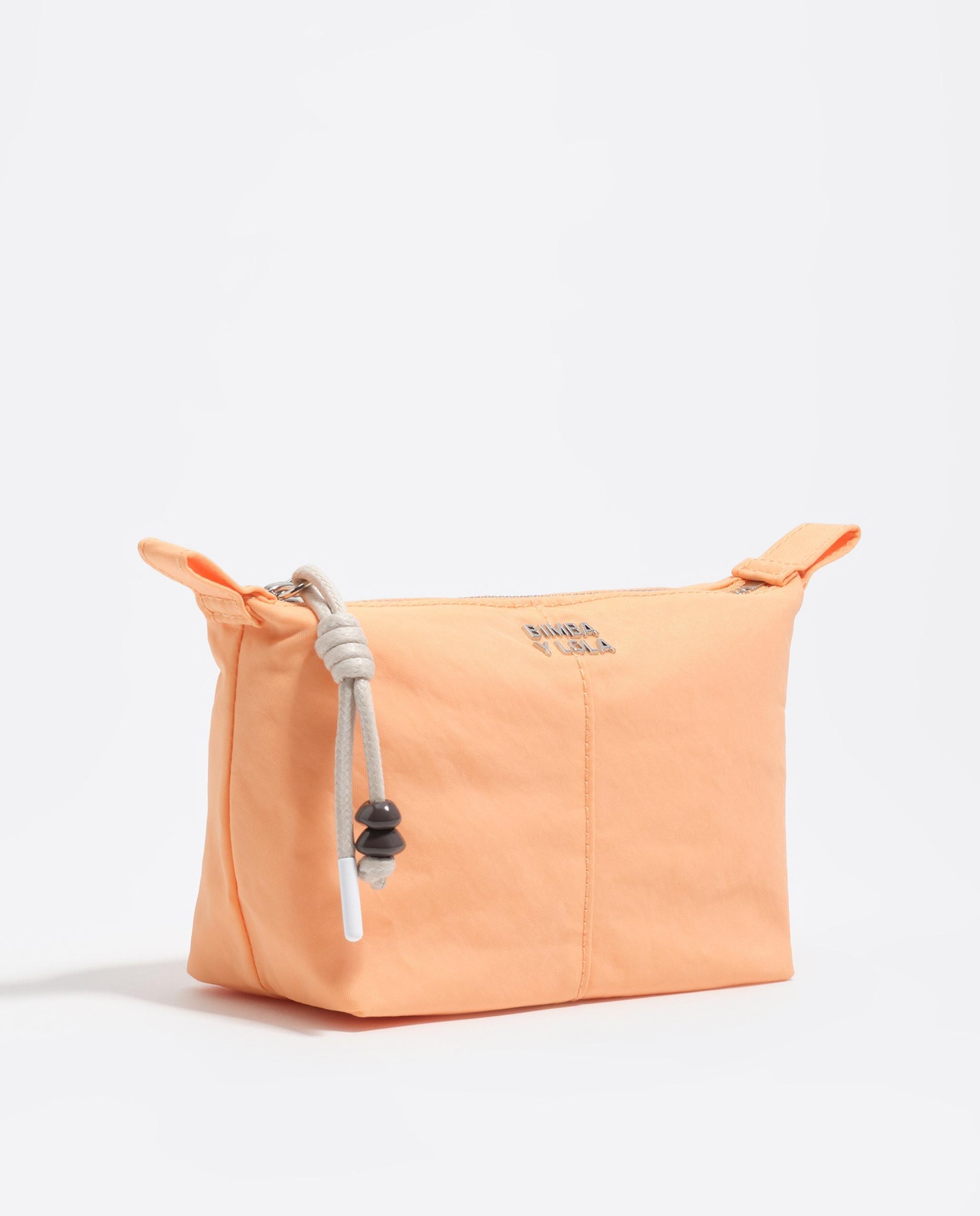 Necessaire Trapézio Pequeno em Nylon Laranja-2