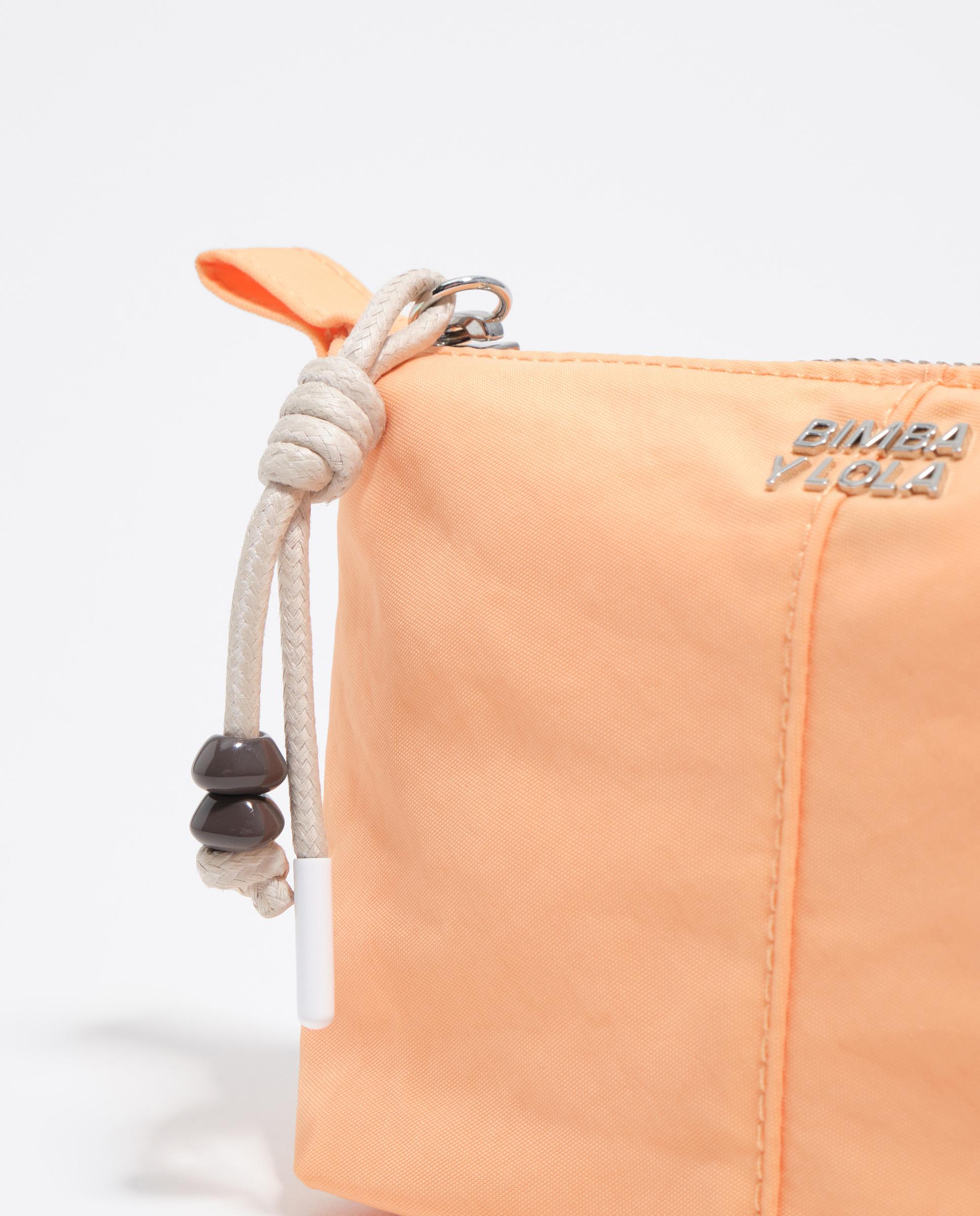 Necessaire Trapézio Pequeno em Nylon Laranja-3
