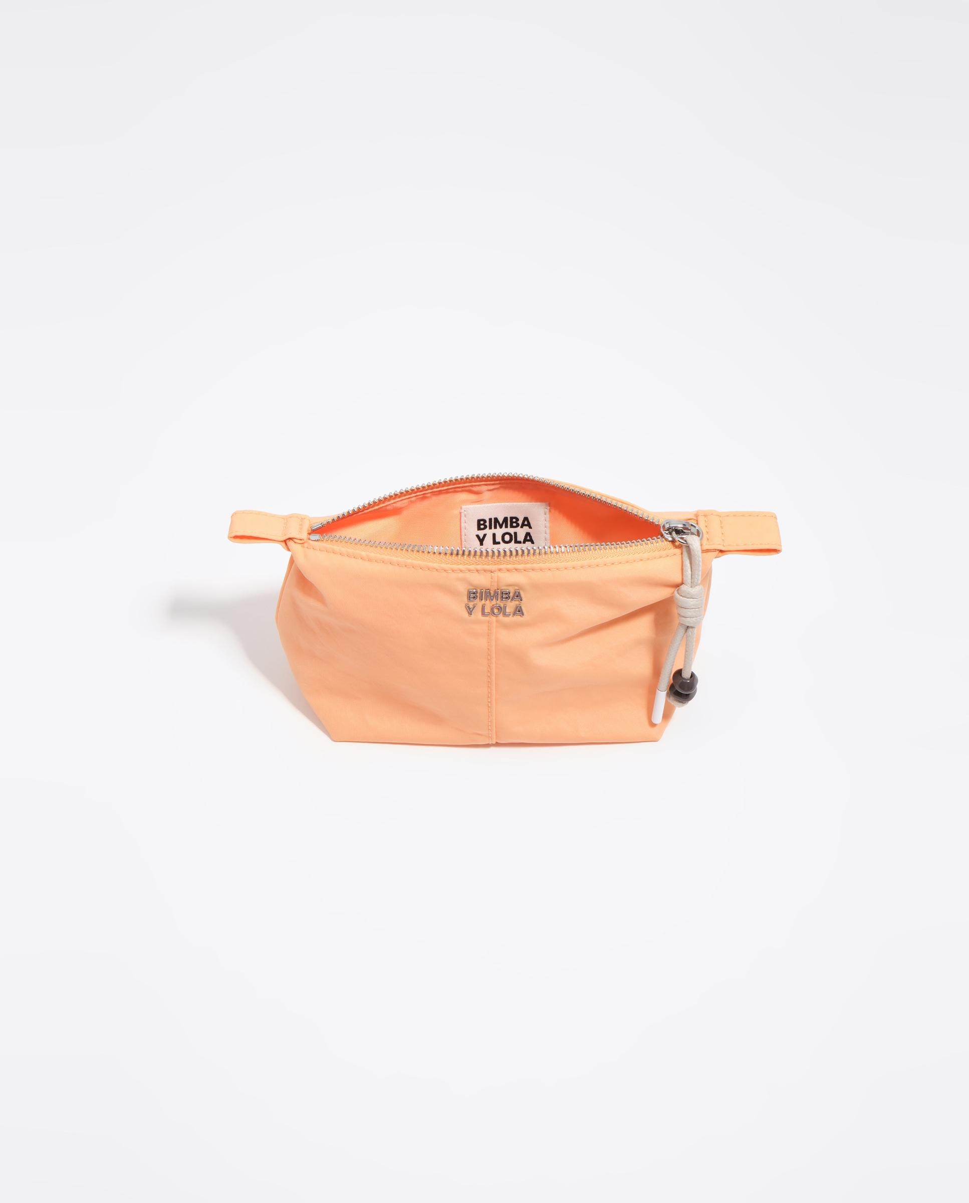 Necessaire Trapézio Pequeno em Nylon Laranja-4