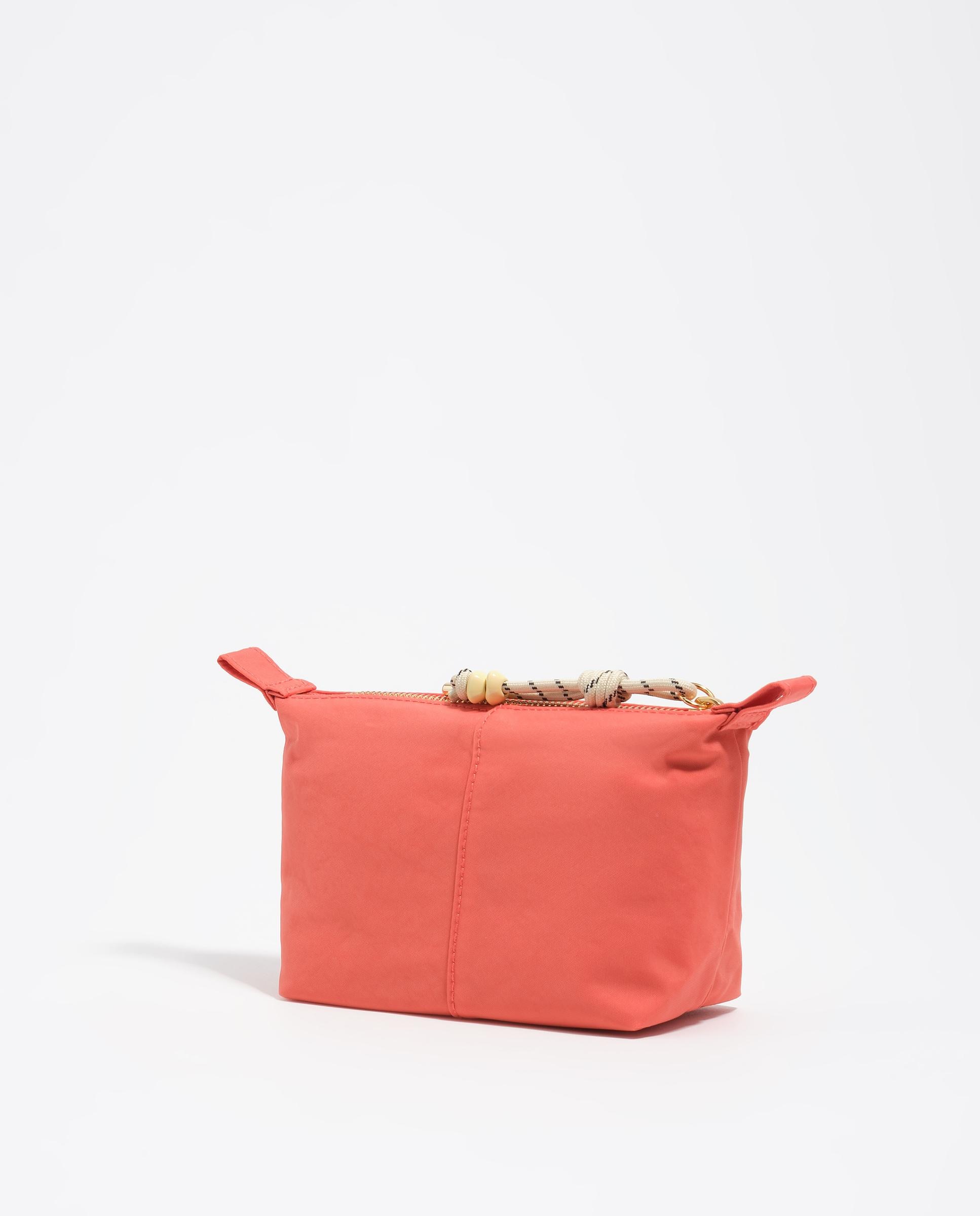 Necessaire Trapézio em Nylon com Fecho Zip Coral-4