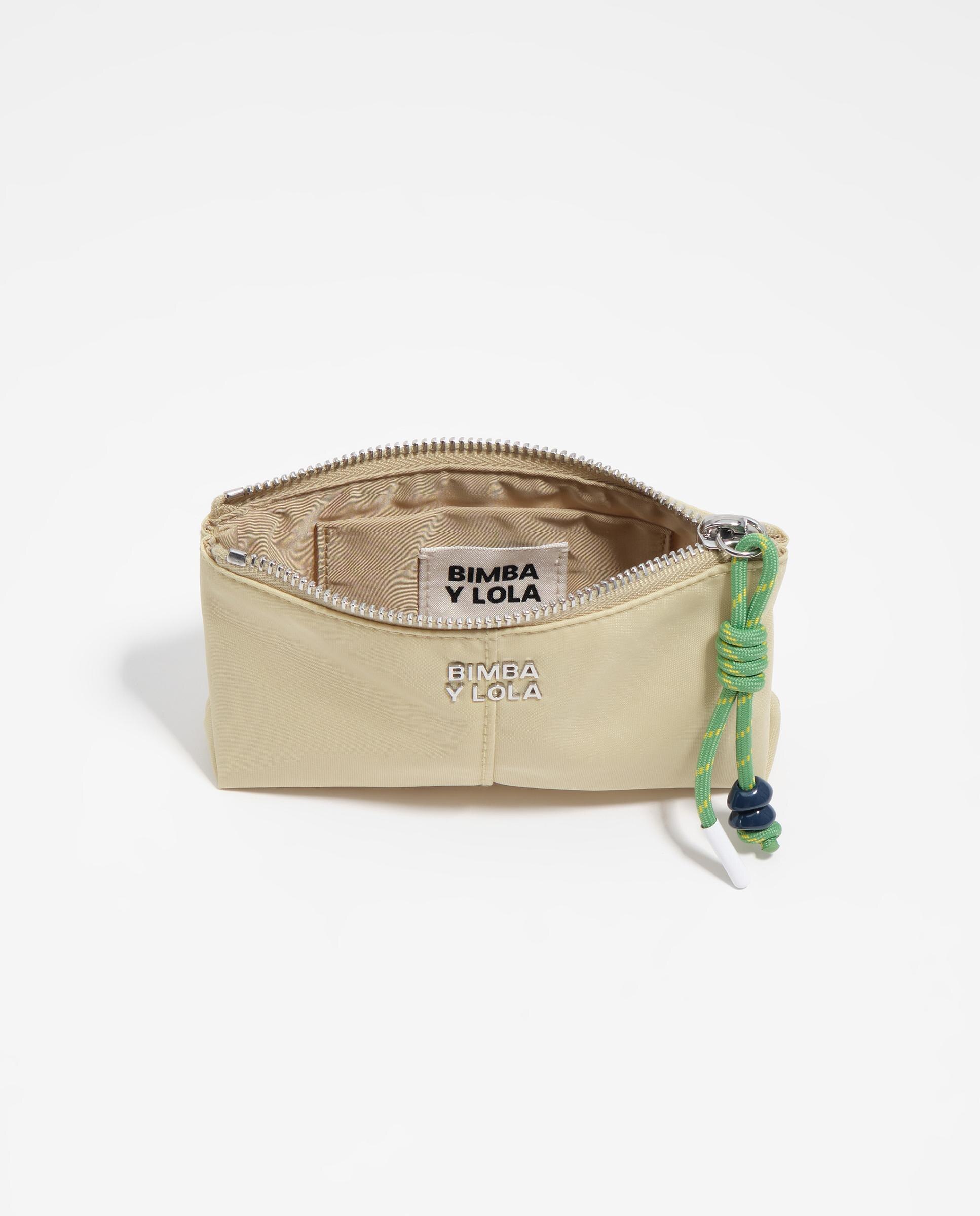 Porta-moedas com Fecho Zip e Logo Bege-3
