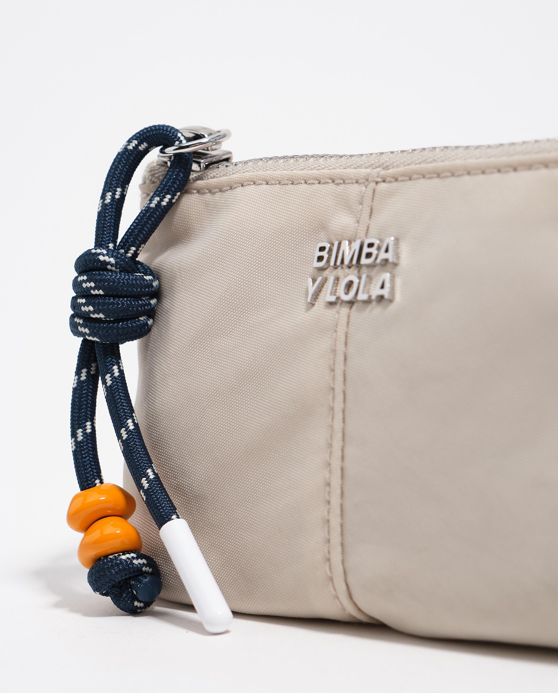 Porta-moedas em Nylon com Fecho Zip Bege-2