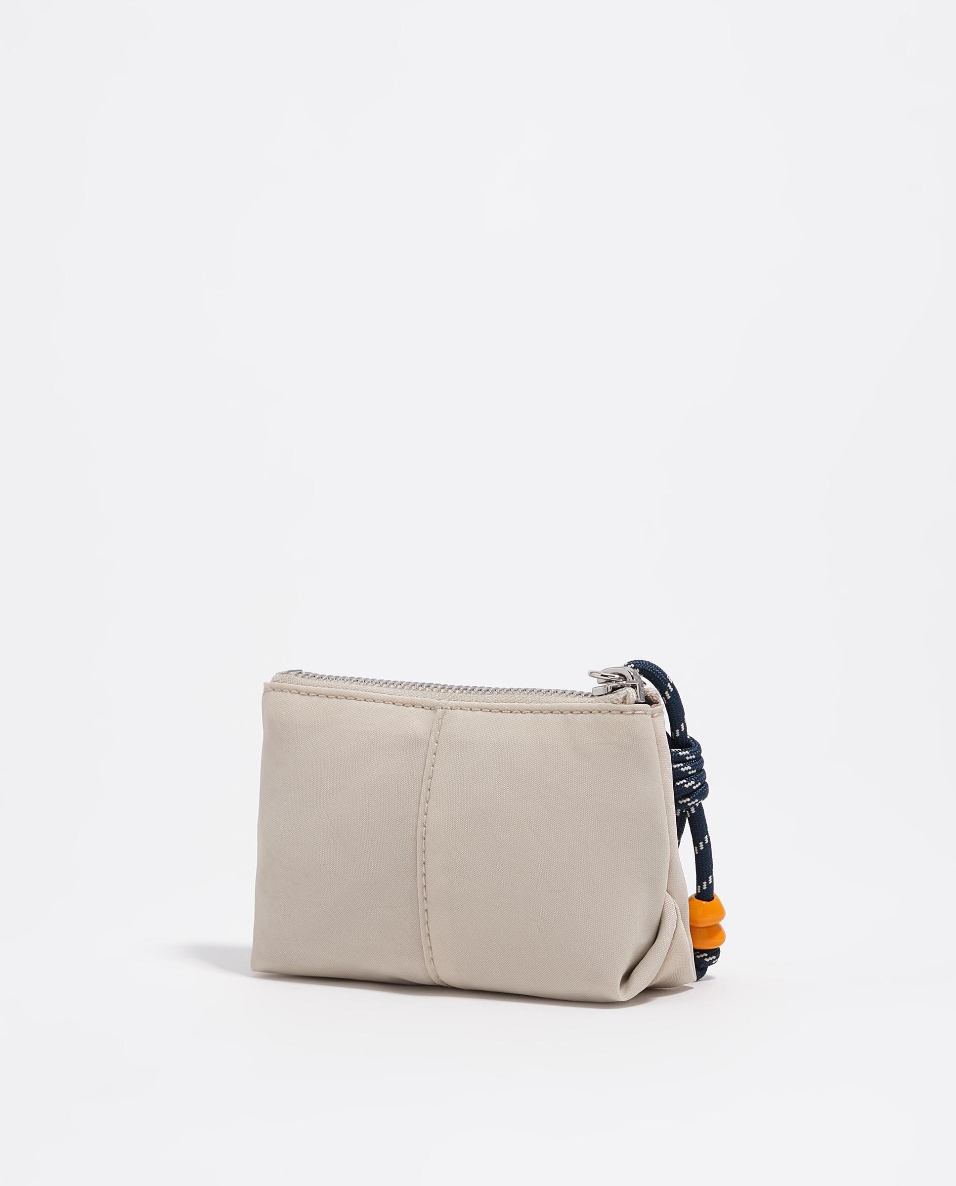 Porta-moedas em Nylon com Fecho Zip Bege-4