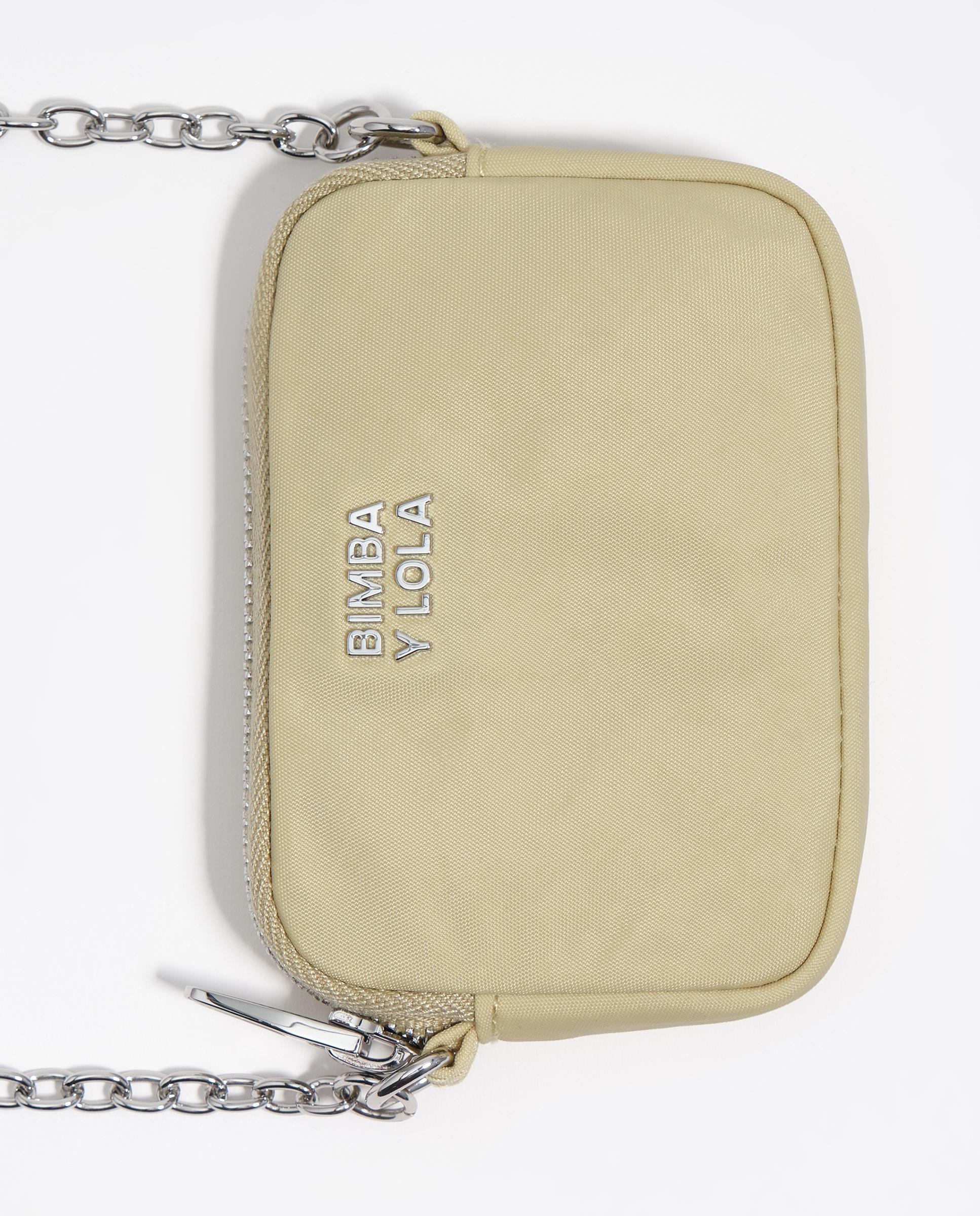 Porta-moedas em Nylon com Fecho Zip Bege-2