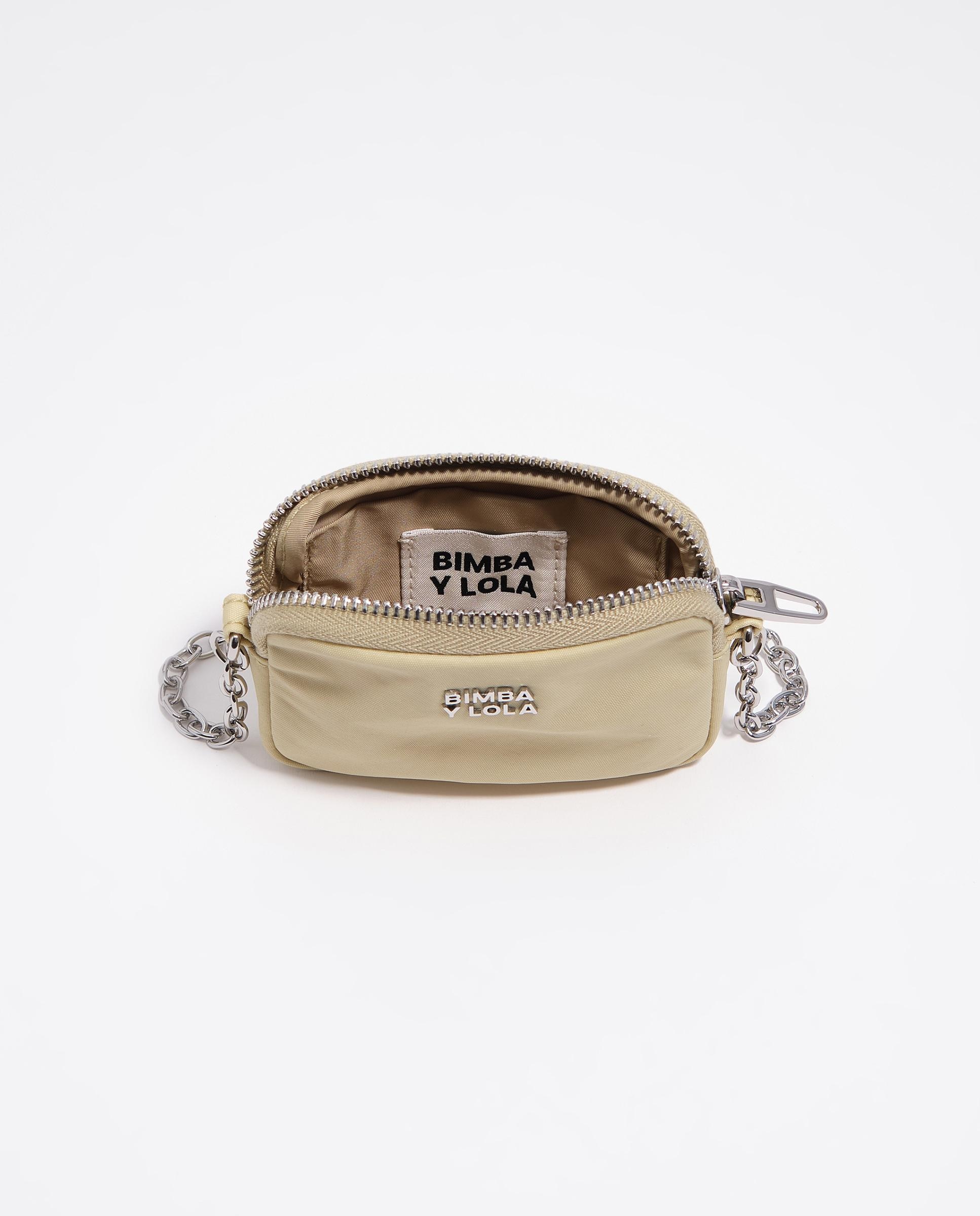 Porta-moedas em Nylon com Fecho Zip Bege-3