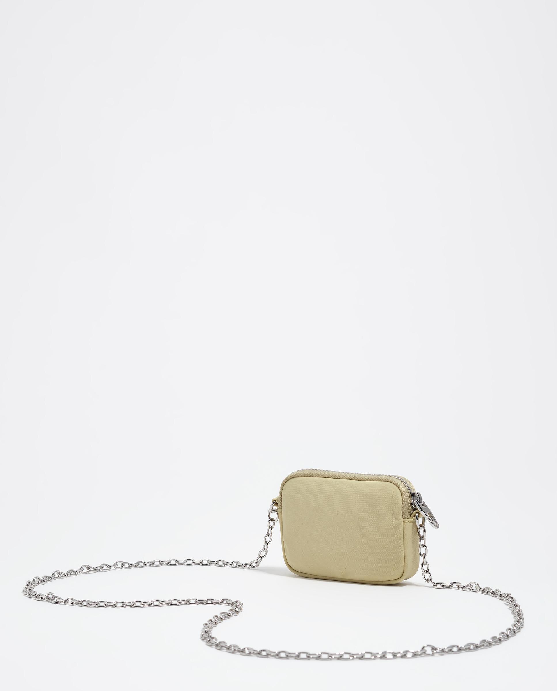 Porta-moedas em Nylon com Fecho Zip Bege-4