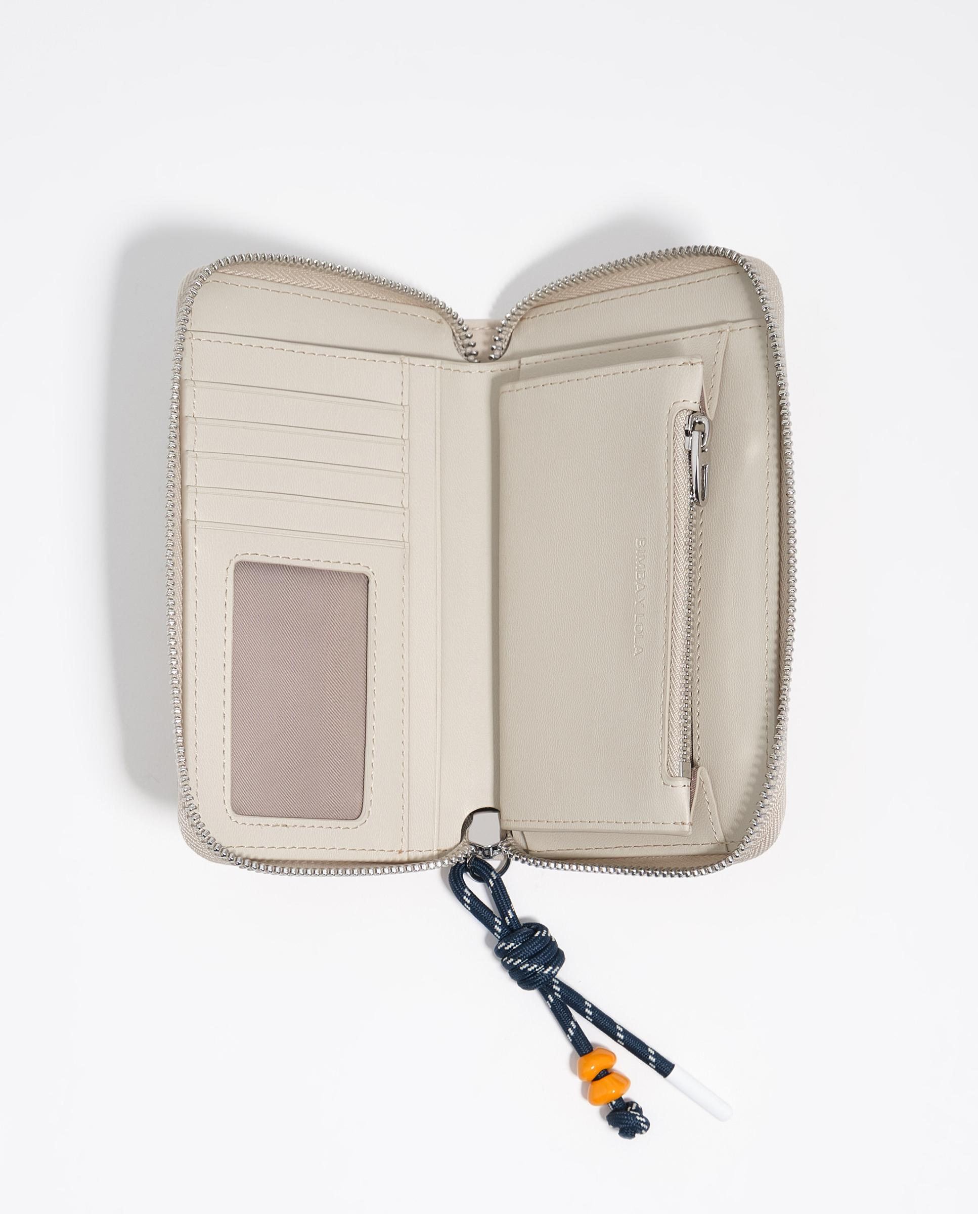 Carteira Média com Fecho Zip Bege-3
