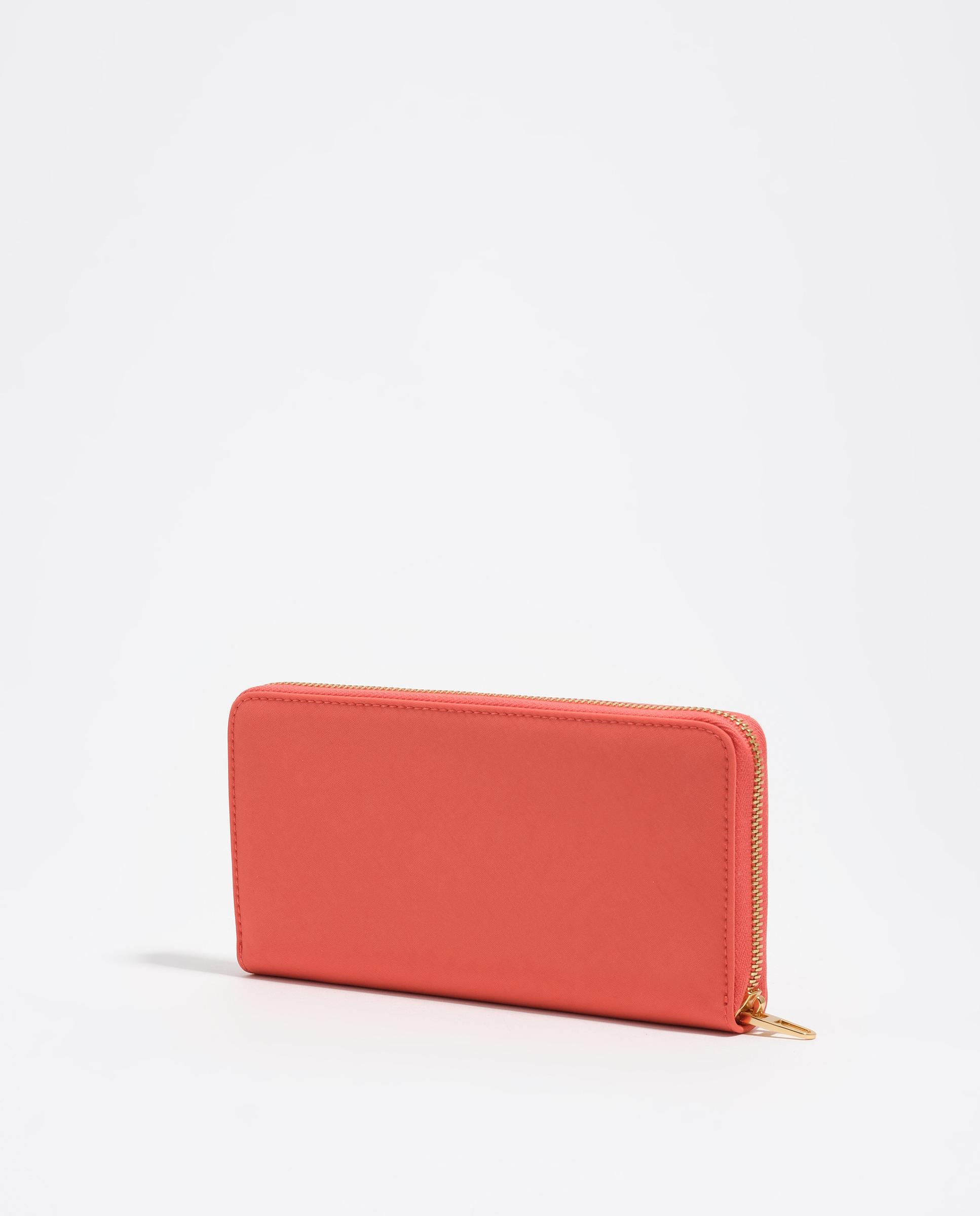 Carteira Grande com Fecho Zip Coral-4