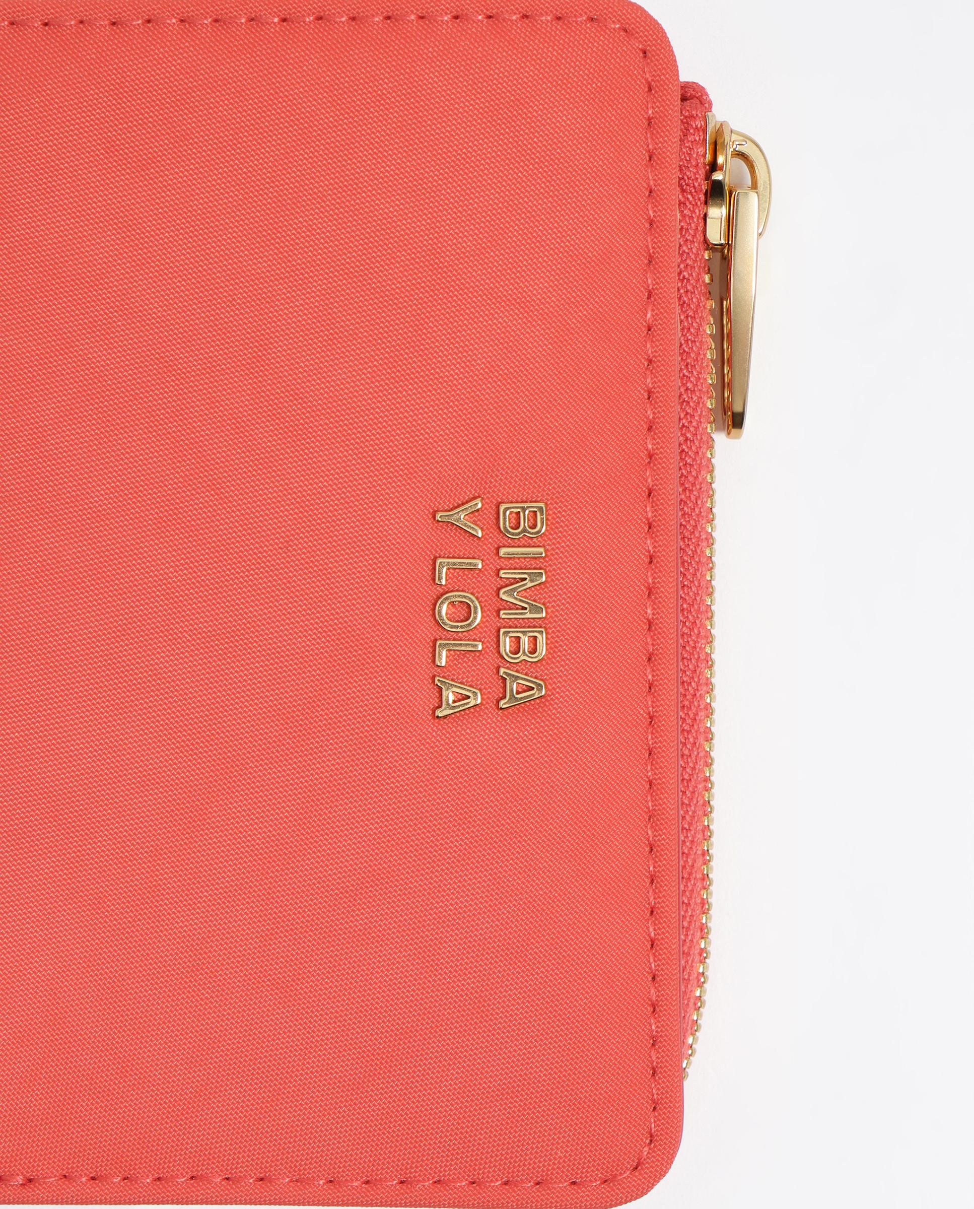 Carteira Compacta em Nylon com Fecho Zip Coral-2