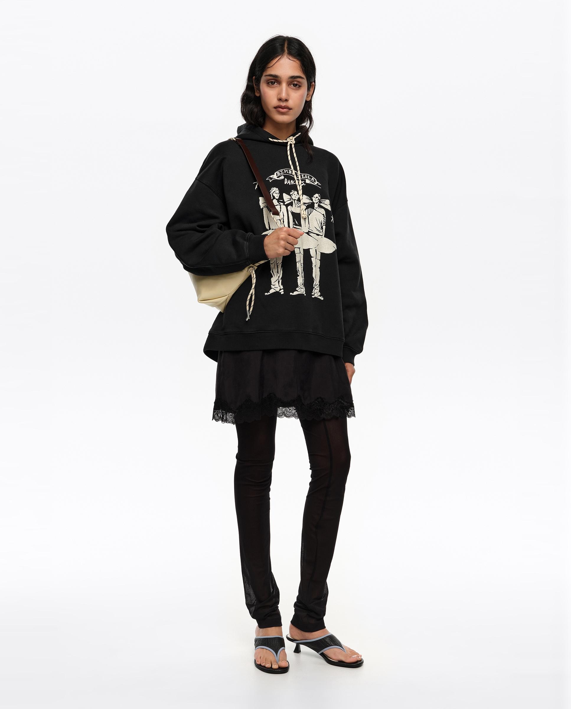 Sweatshirt com Capuz e Logo Preto-6