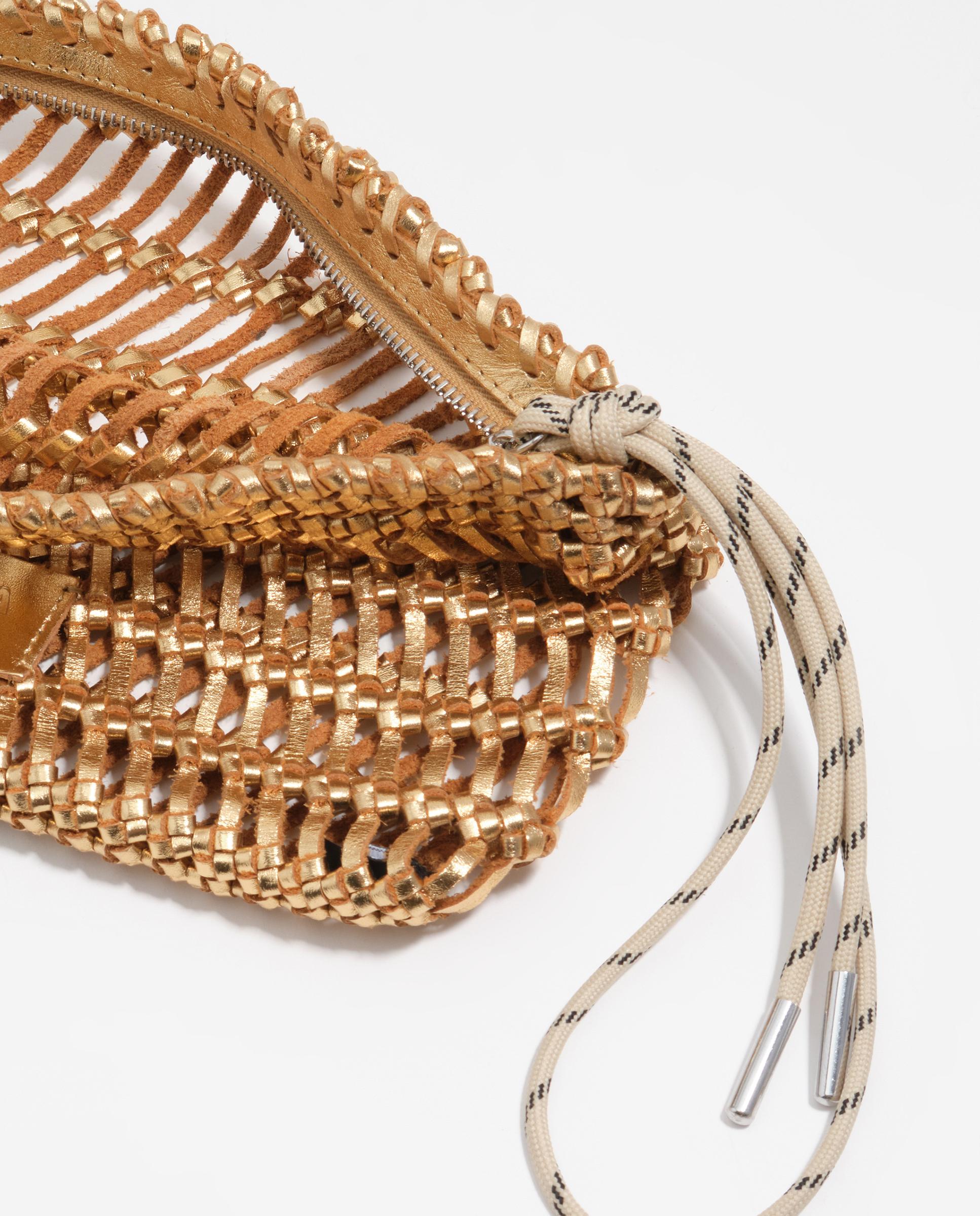 Mala de Mão Pequena 100% Pele com Fecho Zip Dourado-3
