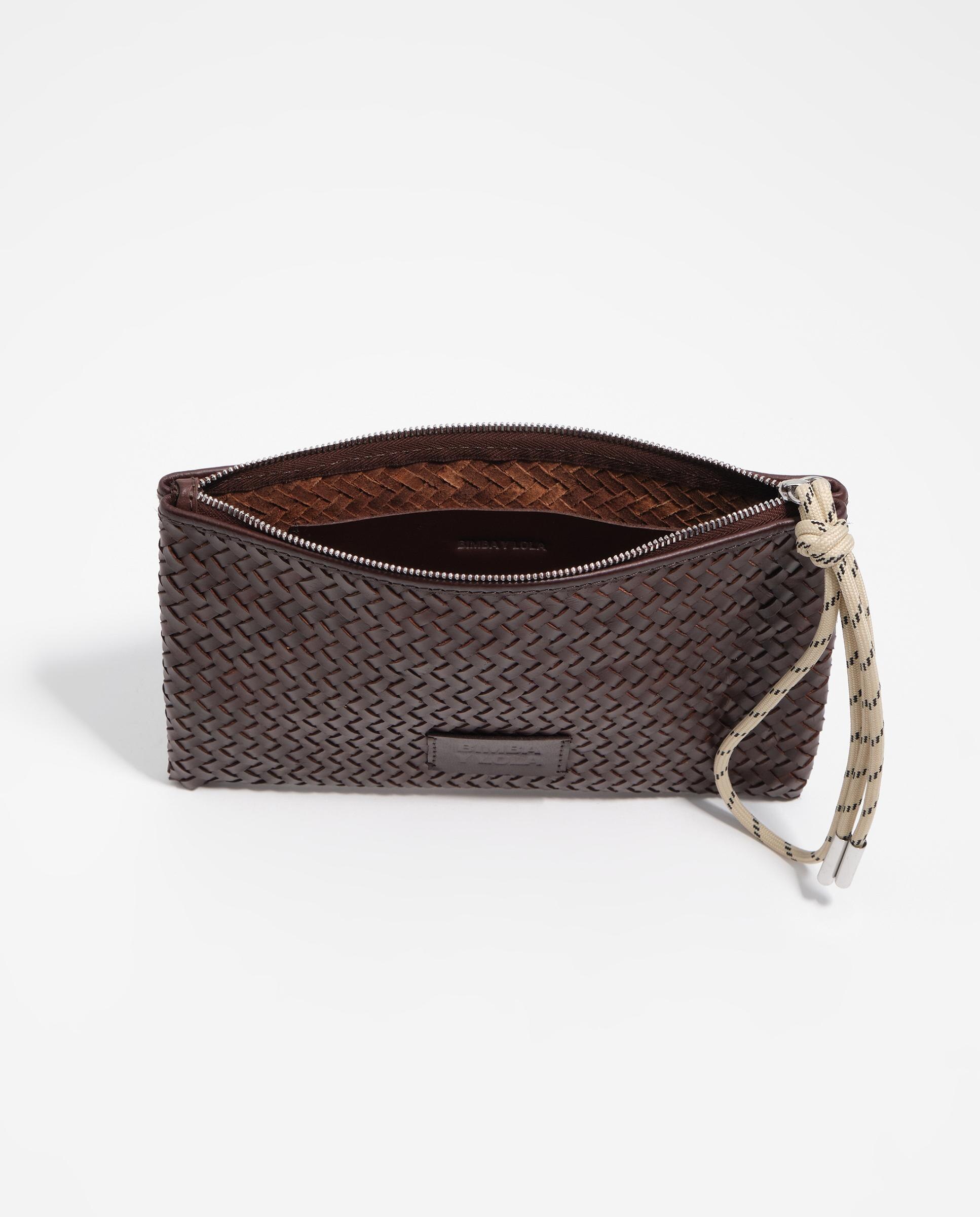 Necessaire Médio 100% Pele Entrançada Castanho-3