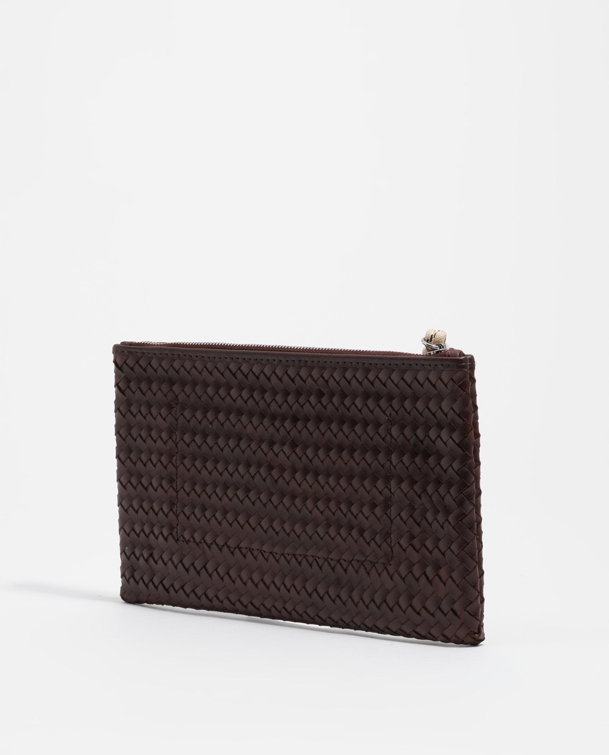 Necessaire Médio 100% Pele Entrançada Castanho-4