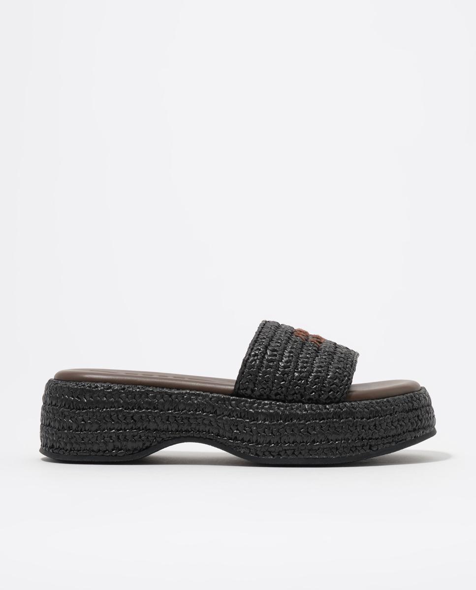 Imagem 0 de Sandálias de Tira Efeito Ráfia com Logo