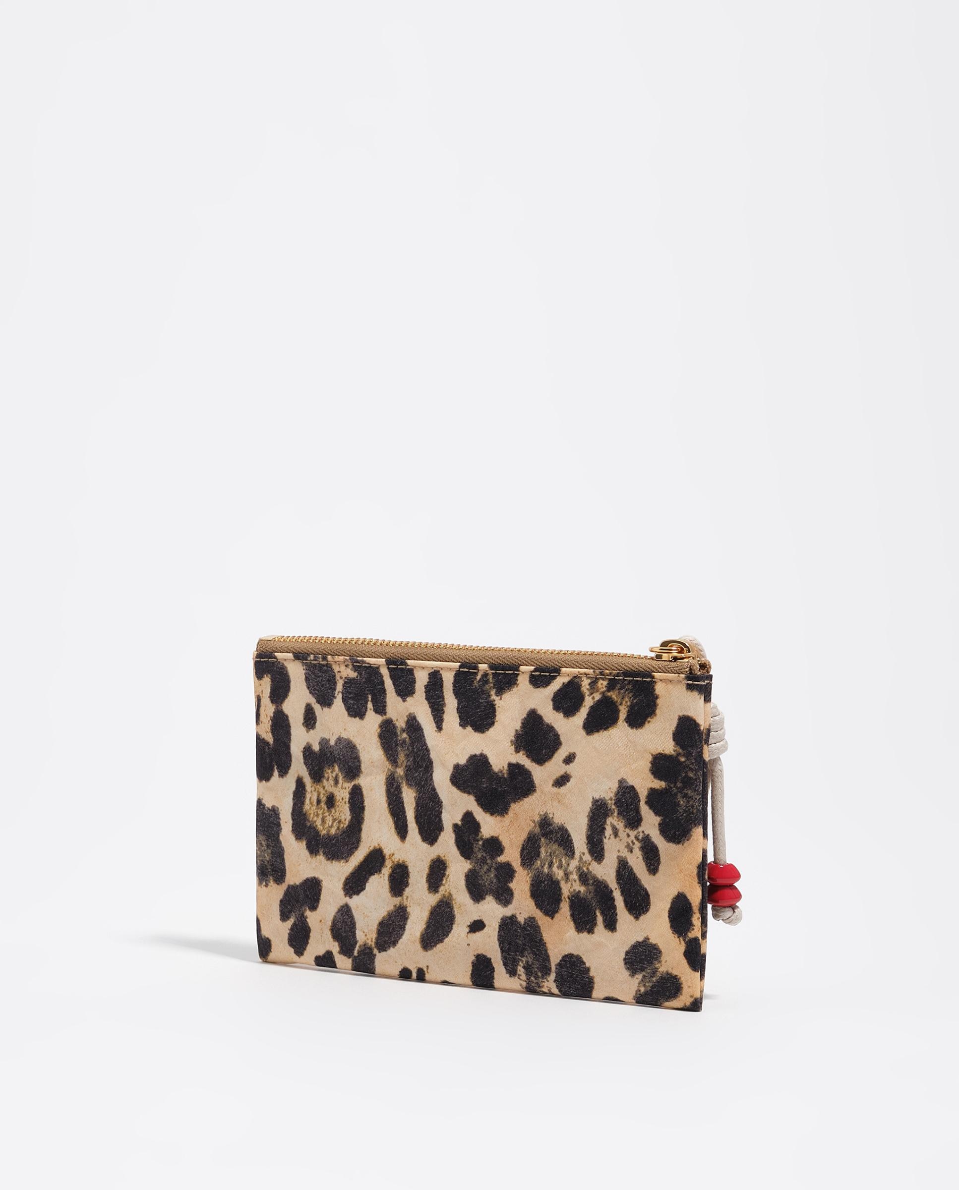 Carteira com Estampado de Leopardo Castanho-4