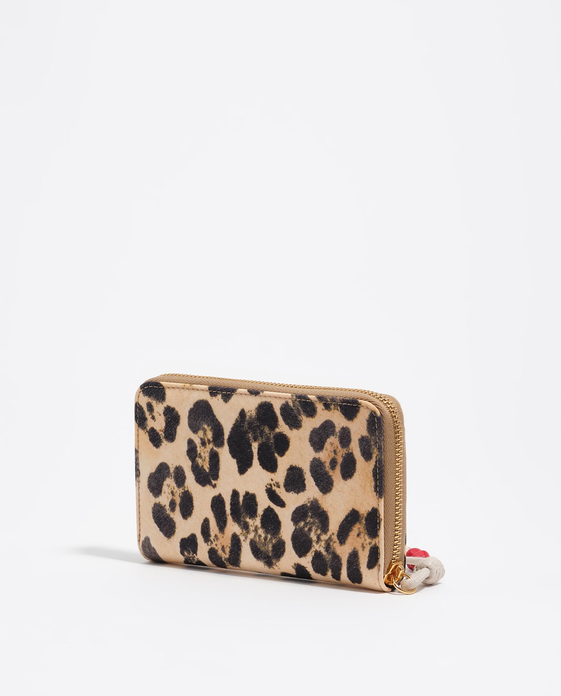 Carteira Pequena com Estampado de Leopardo Castanho-3