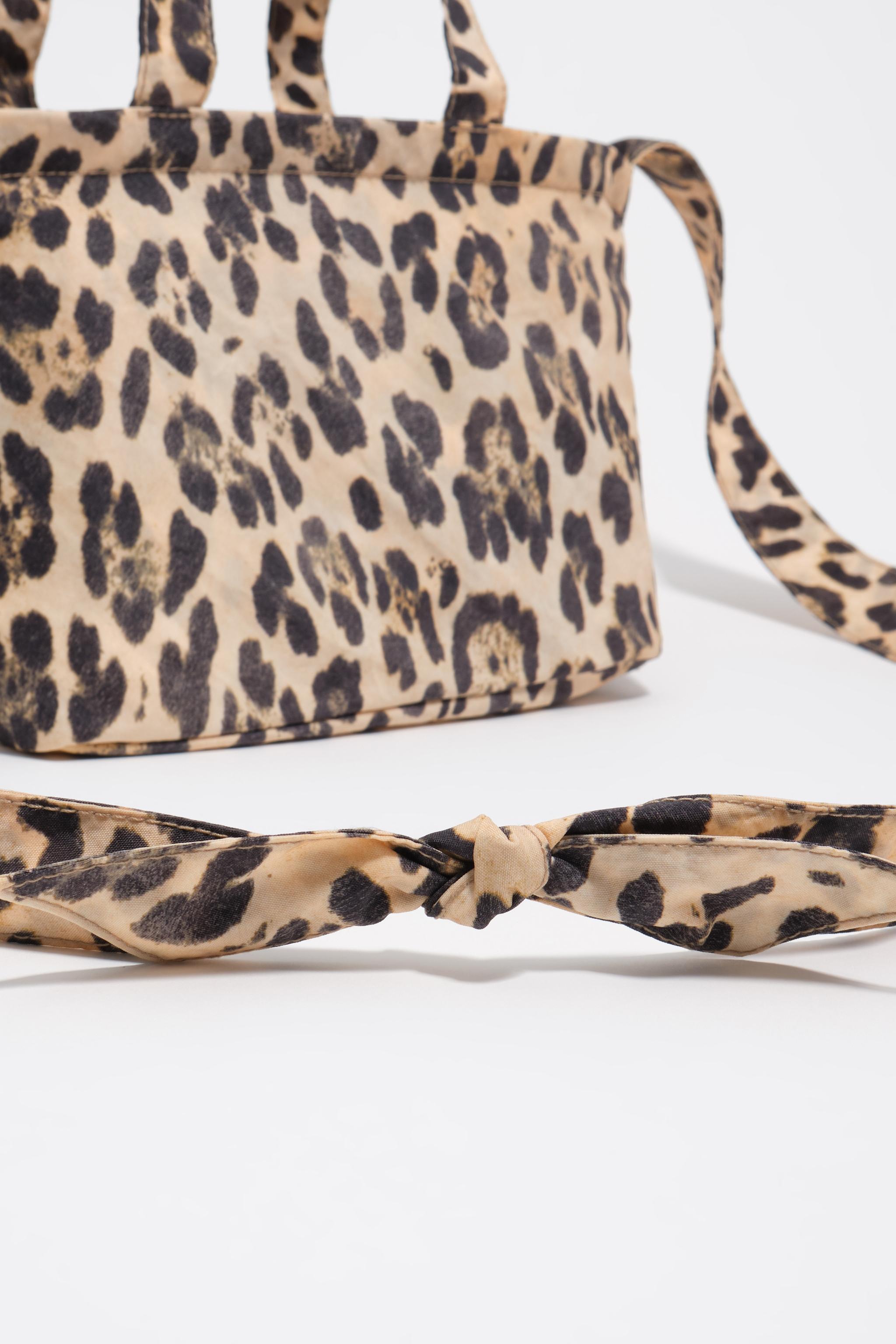 Mala de Mão Mini com Estampado de Leopardo Castanho-2