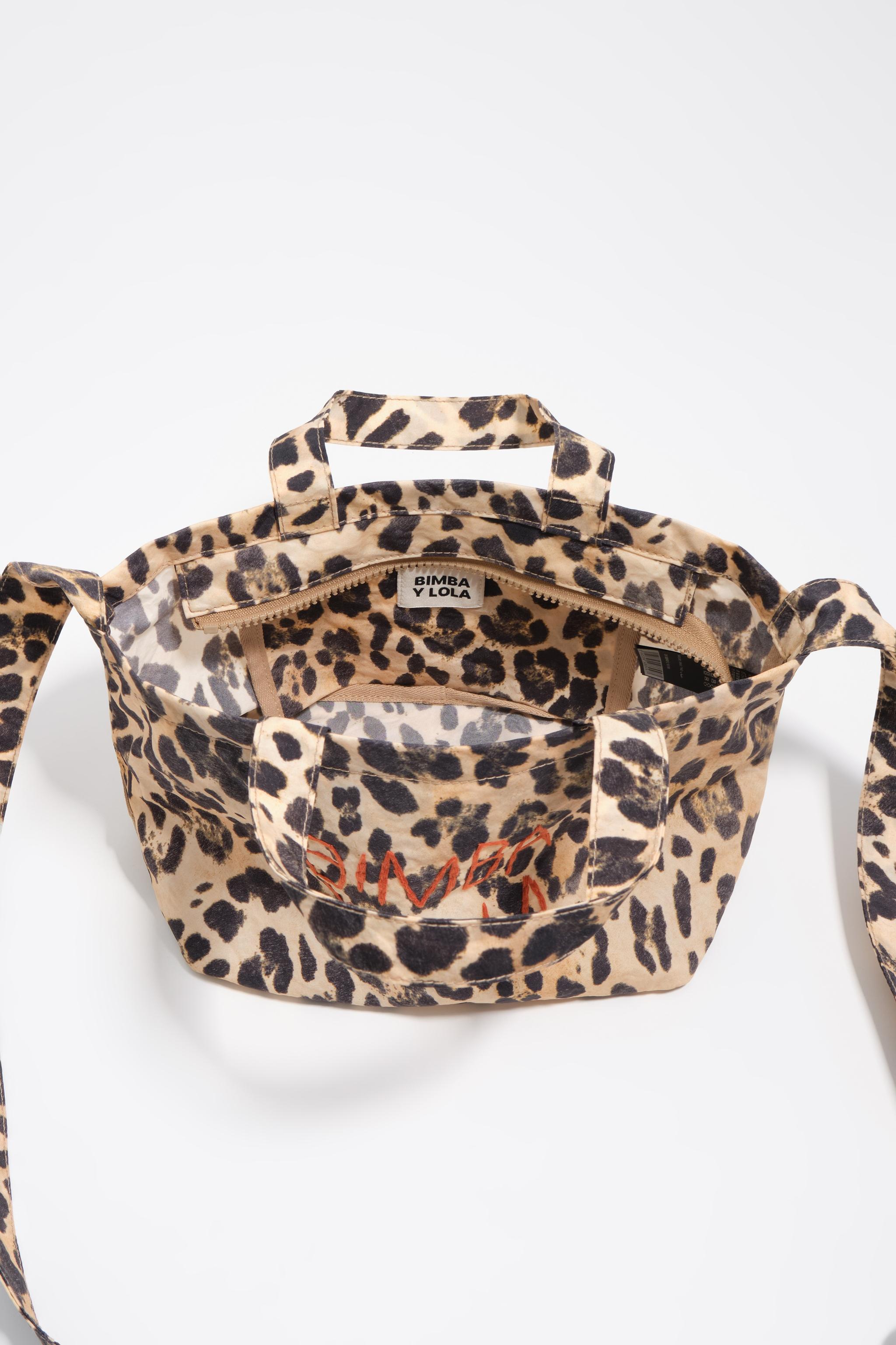 Mala de Mão Mini com Estampado de Leopardo Castanho-3